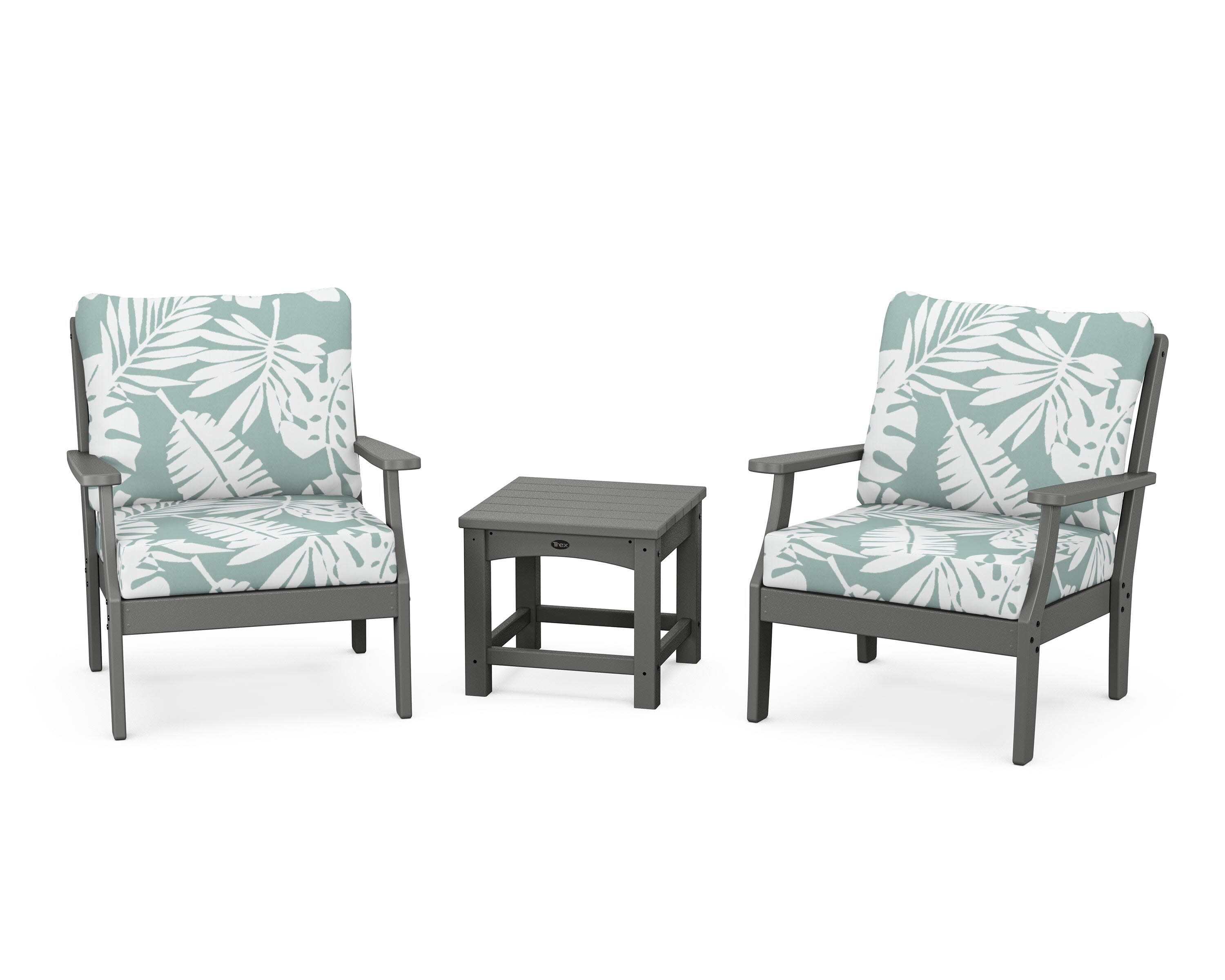 Yacht Club 3-Piece Deep Seating Set in Stepping Stone / Leaf Glacier Spa
