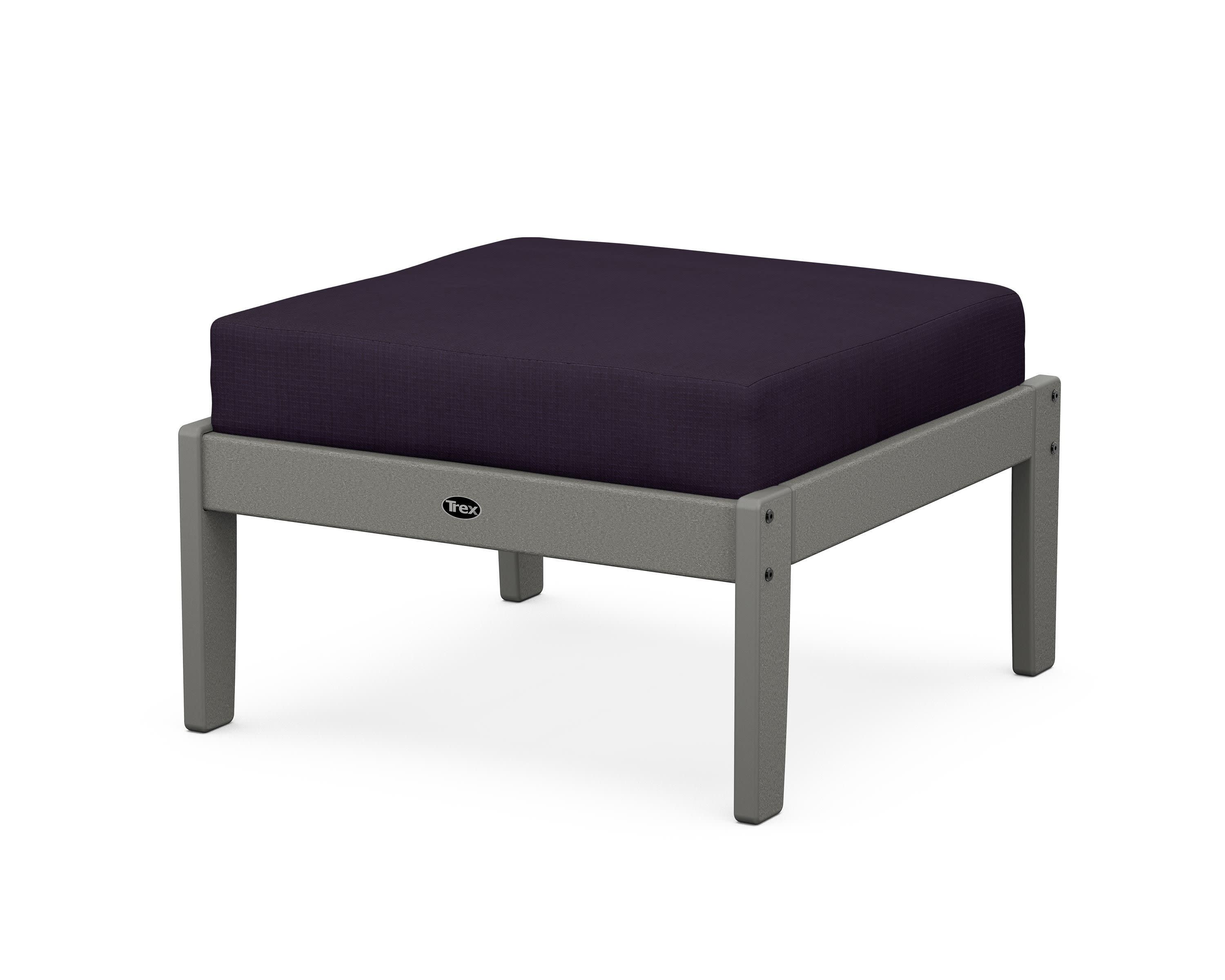 Yacht Club Deep Seating Ottoman in Stepping Stone / Navy Linen