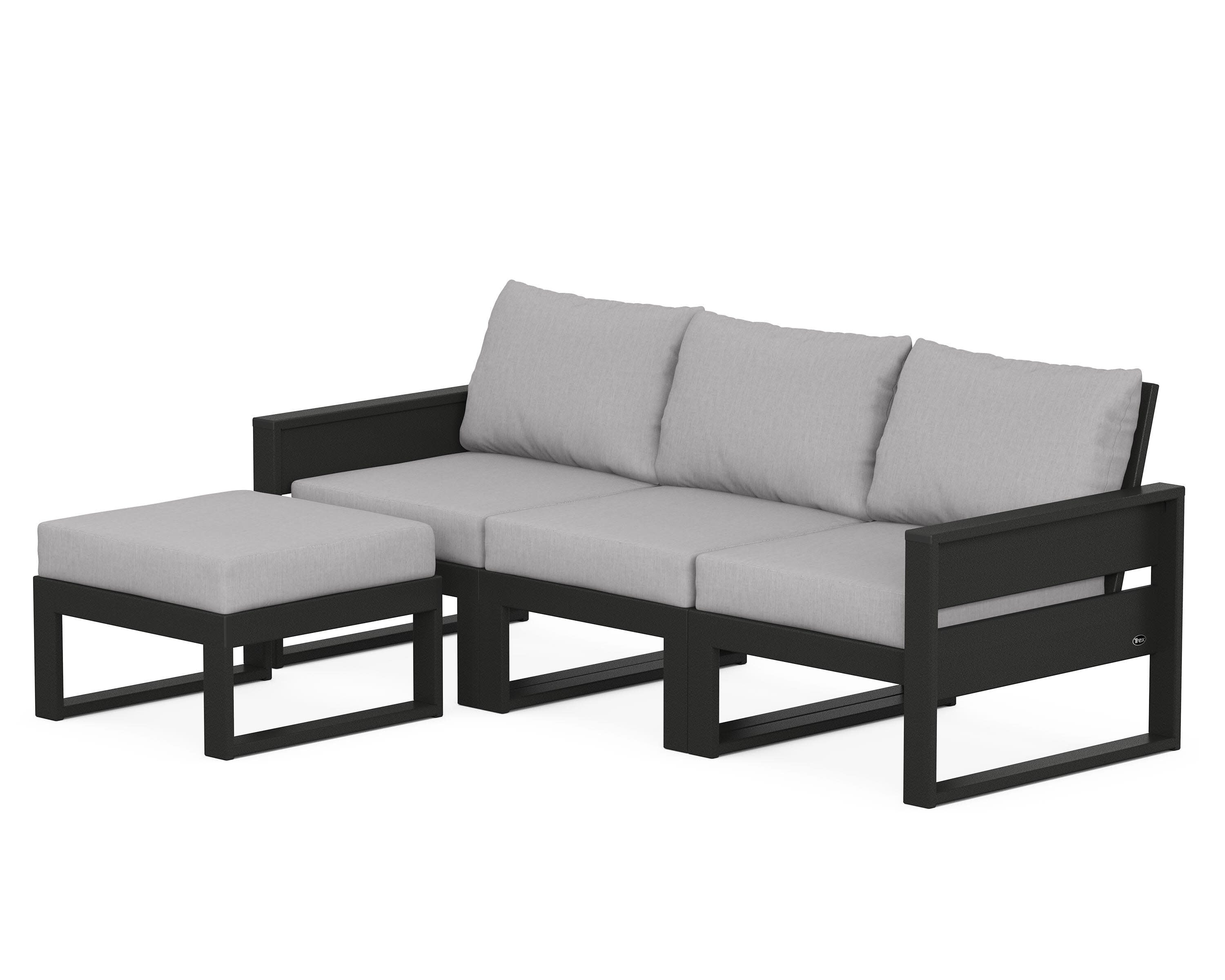 Eastport 4- Piece Sectional with Ottoman in Charcoal Black / Granite