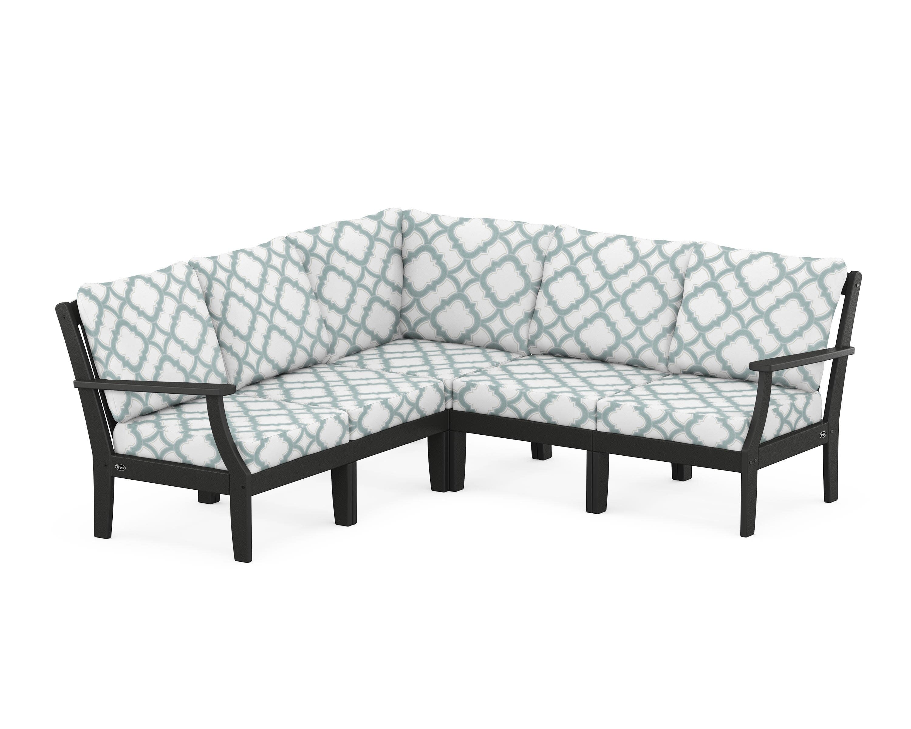 Yacht Club Modular 5-Piece Deep Seating Set in Charcoal Black / Trellis Glacier Spa