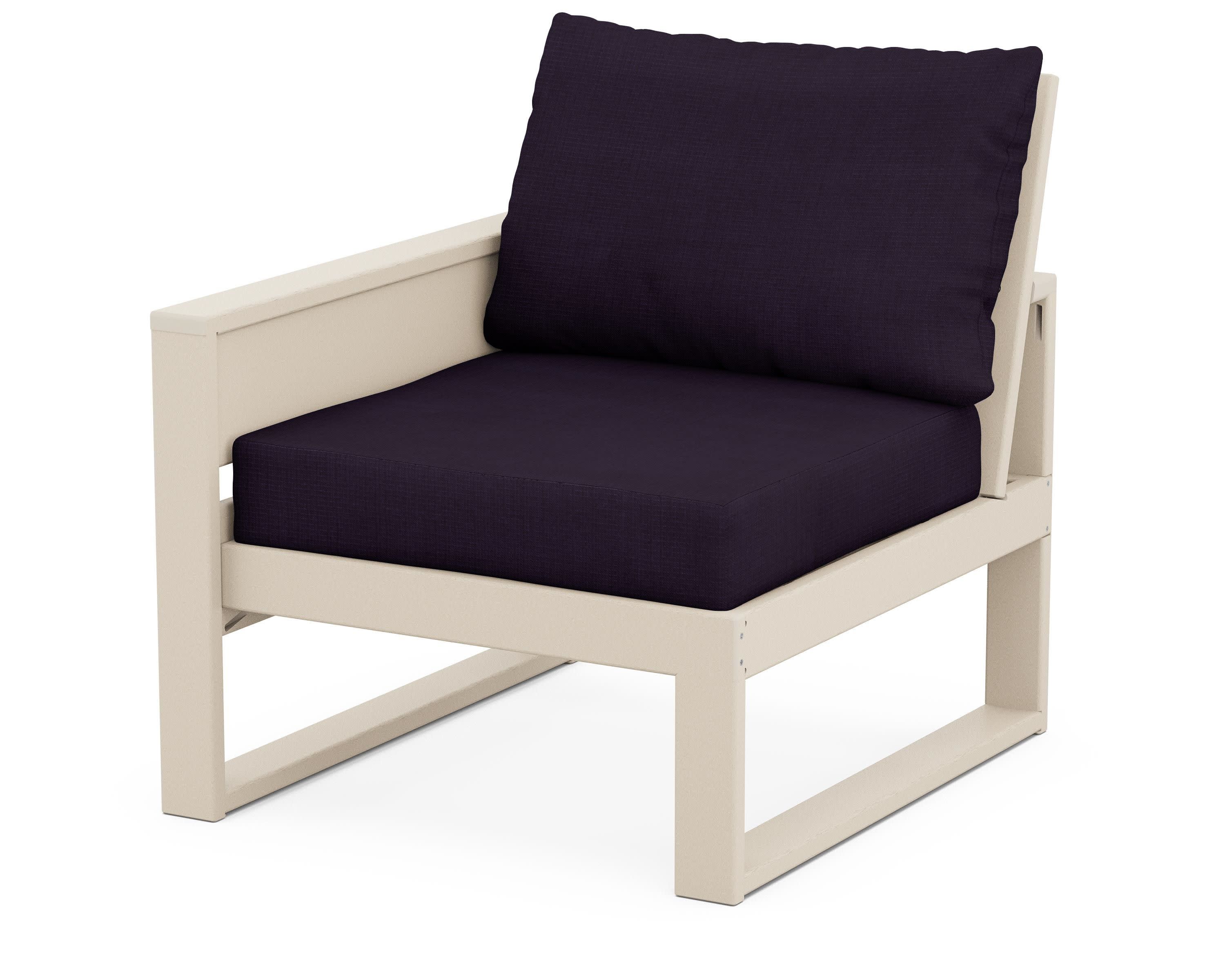 Eastport Modular Left Arm Chair in Sand Castle / Navy Linen