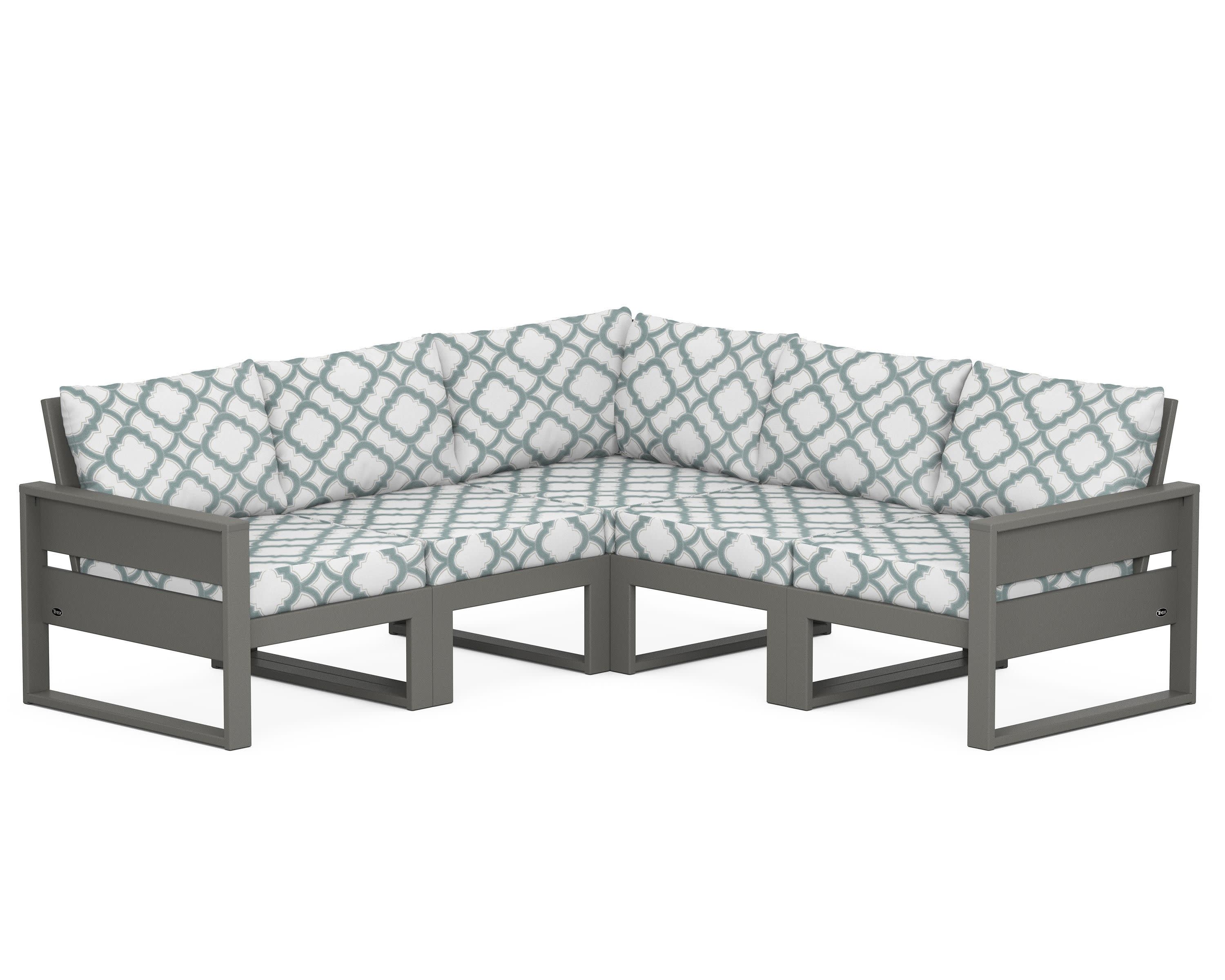 Eastport 5-Piece Sectional in Stepping Stone / Trellis Glacier Spa
