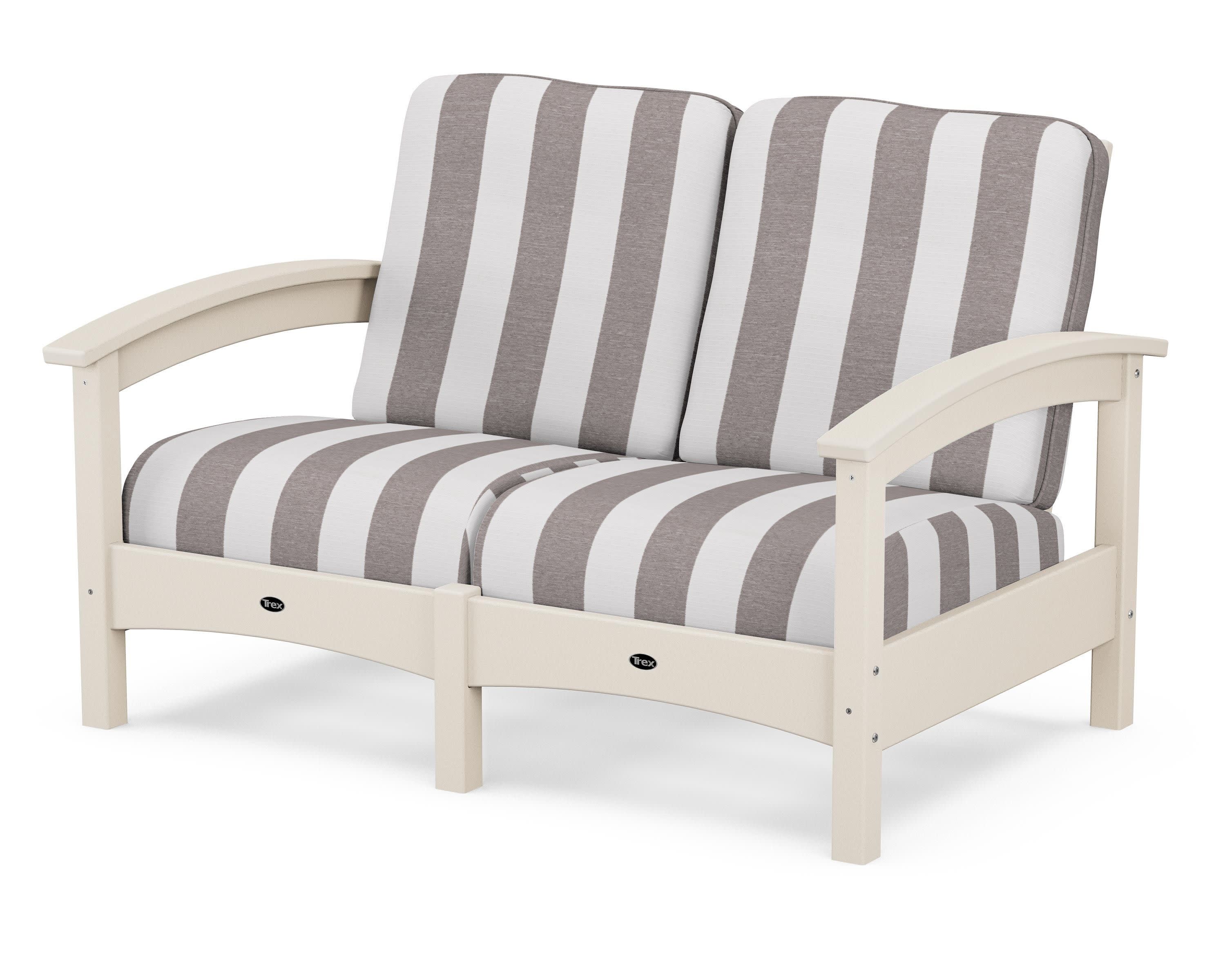 Rockport Club Loveseat in Sand Castle / Cabana Stripe Grey Mist