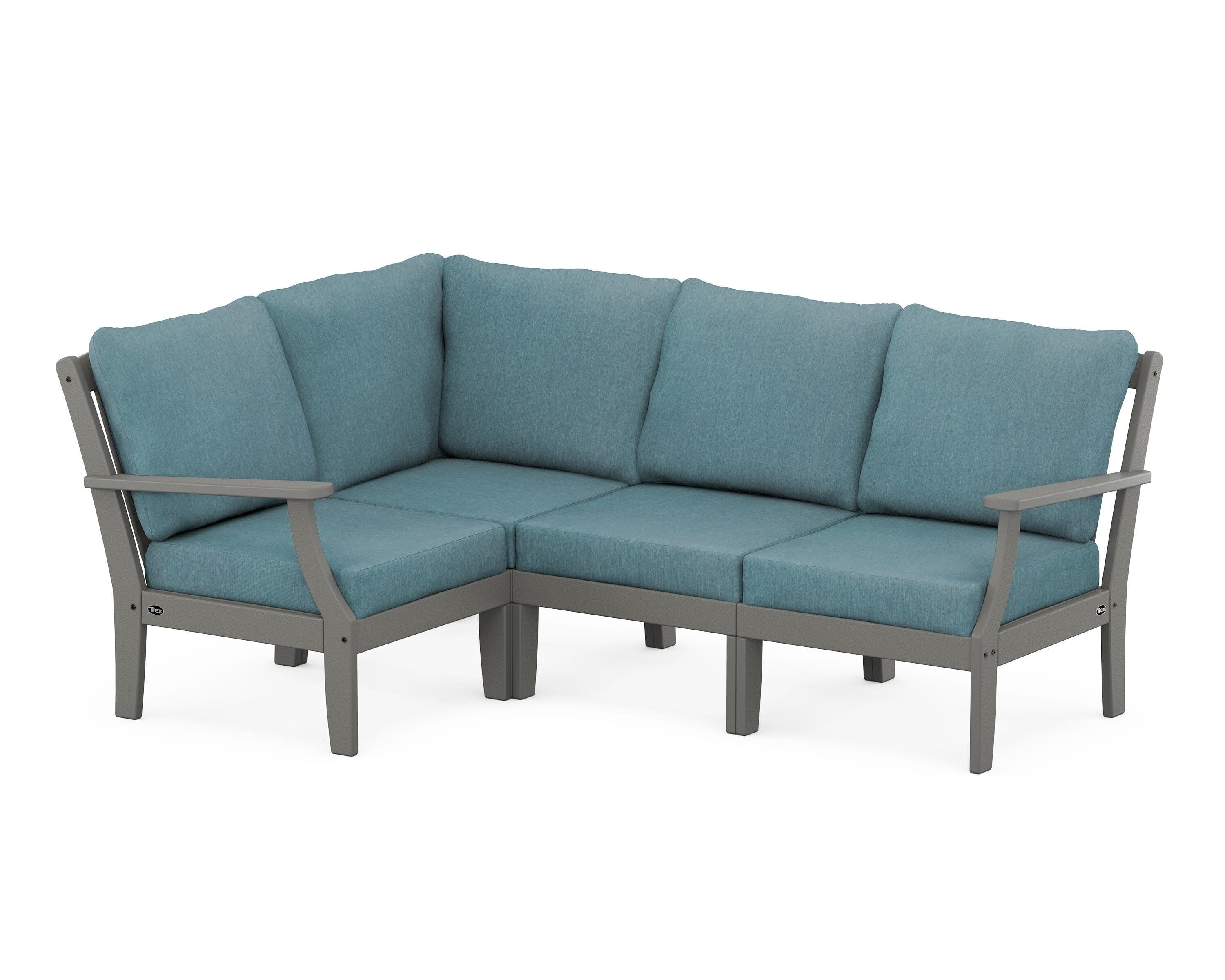 Yacht Club Modular 4-Piece Deep Seating Set in Stepping Stone / Ocean Teal