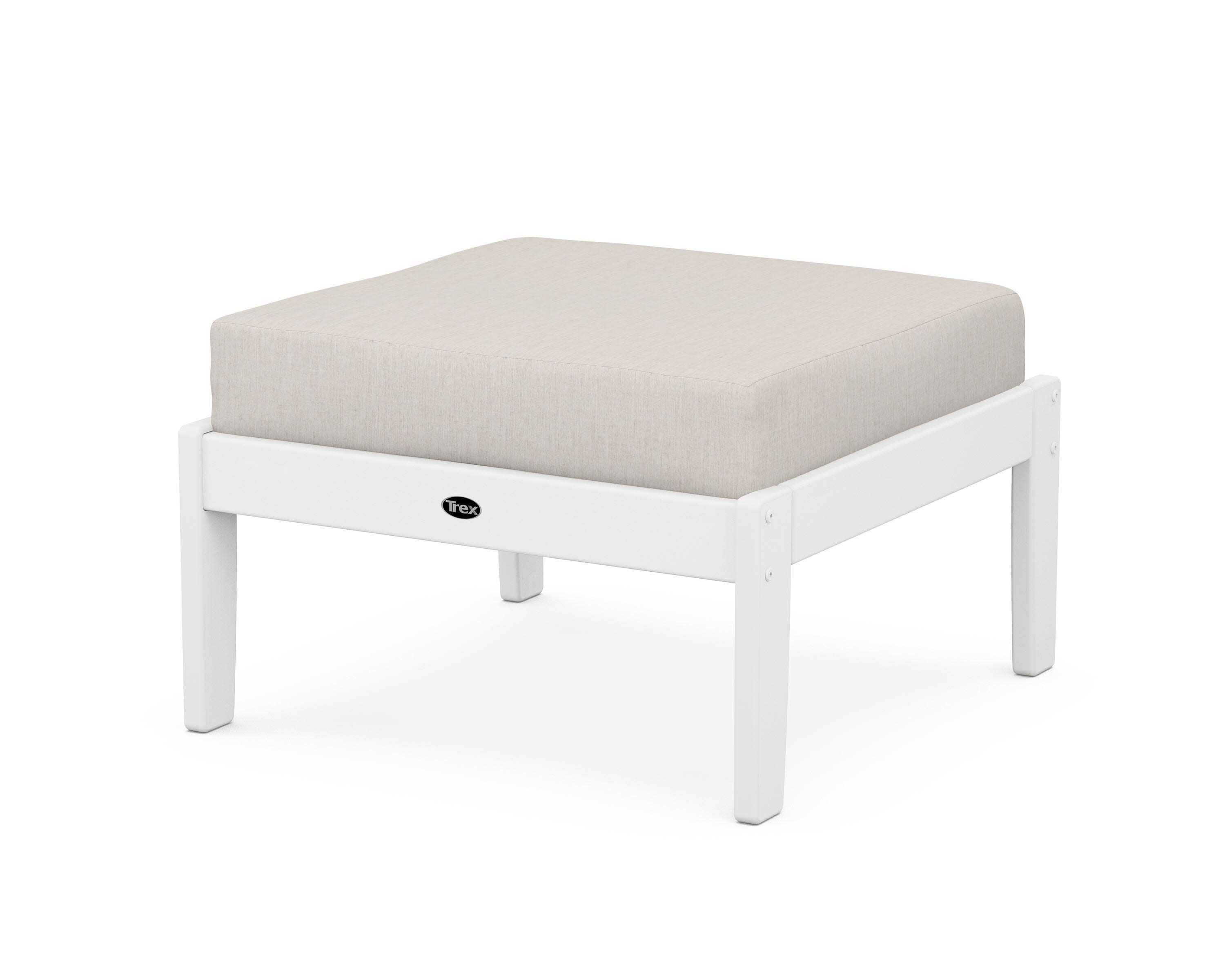 Yacht Club Deep Seating Ottoman in Classic White / Cast Ash
