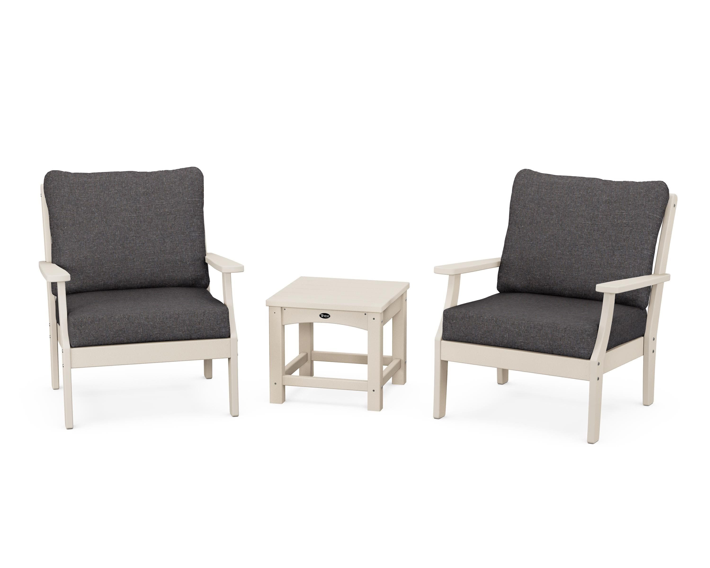 Yacht Club 3-Piece Deep Seating Set in Sand Castle / Ash Charcoal