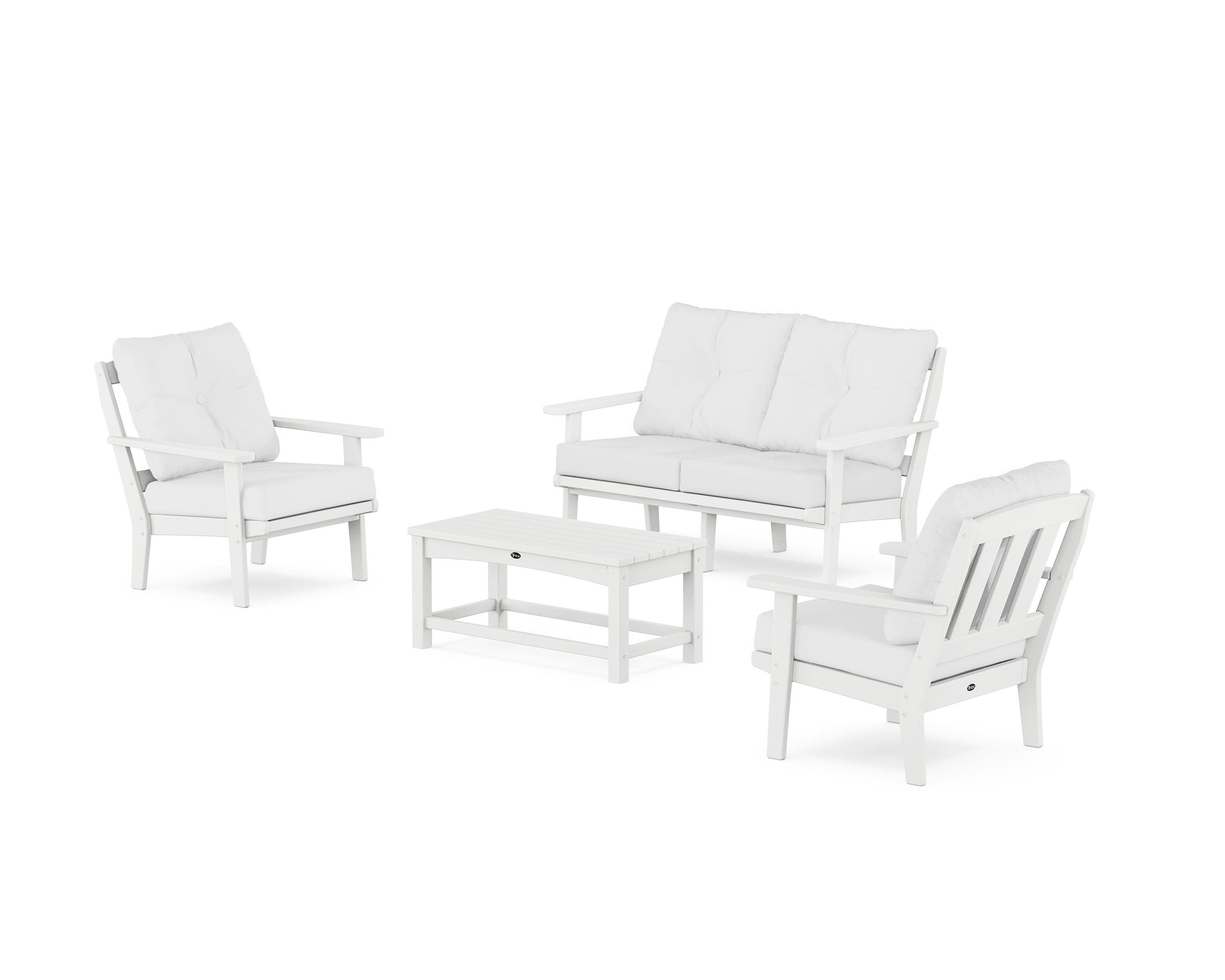 Cape Cod 4-Piece Deep Seating Set with Loveseat in Classic White / Natural