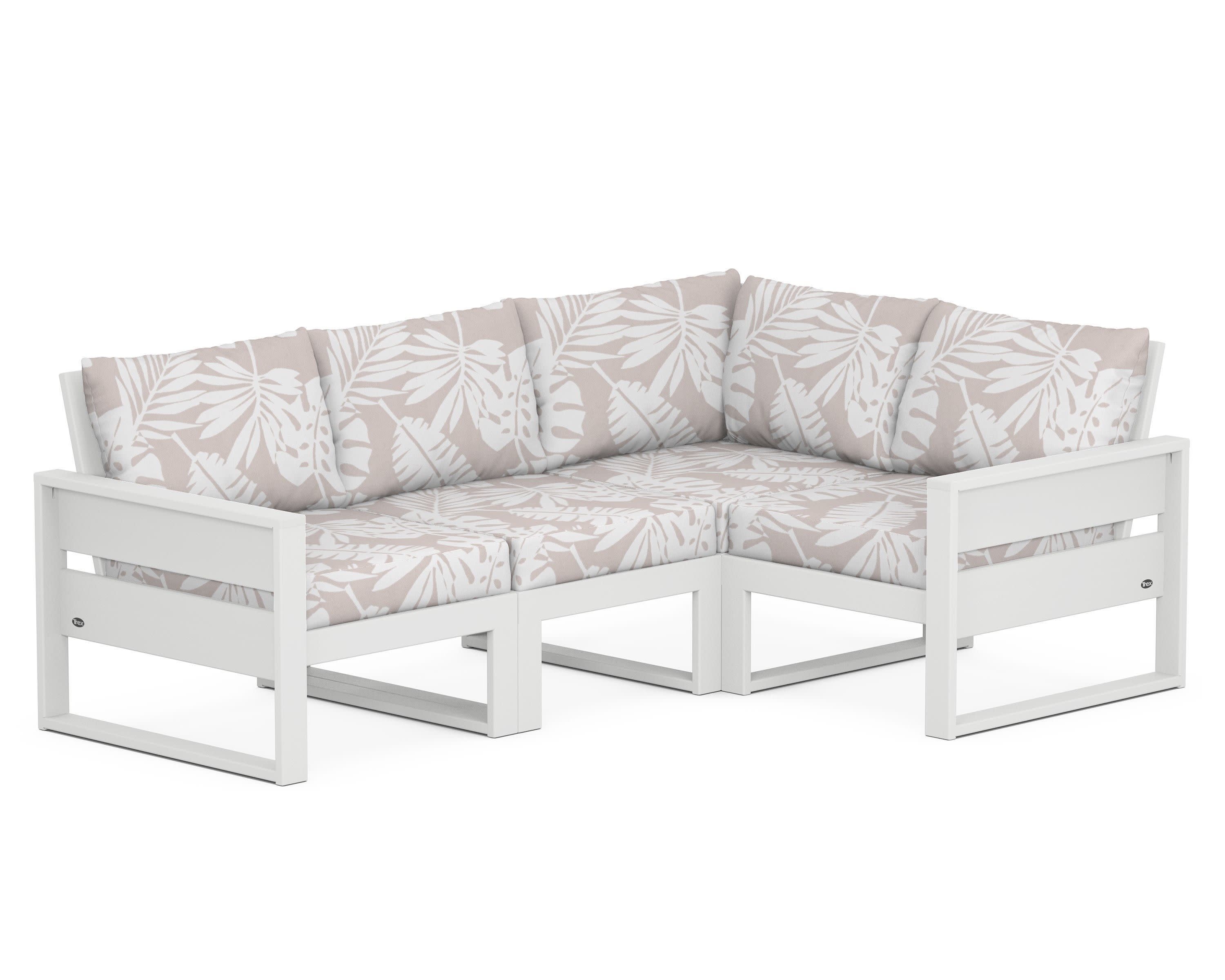 Eastport 4- Piece Sectional in Classic White / Leaf Dune Burlap
