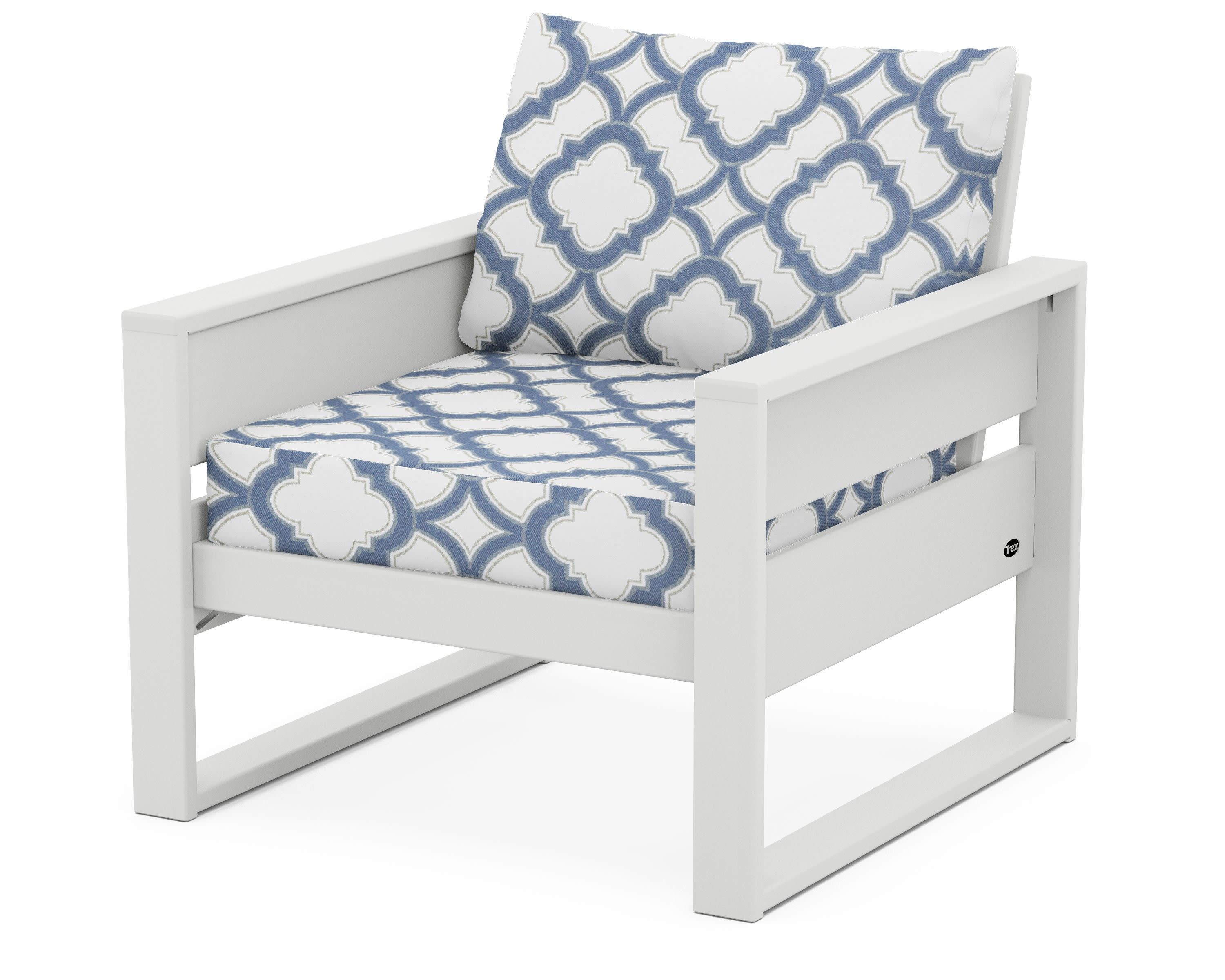 Eastport Club Chair in Classic White / Trellis Sky Blue