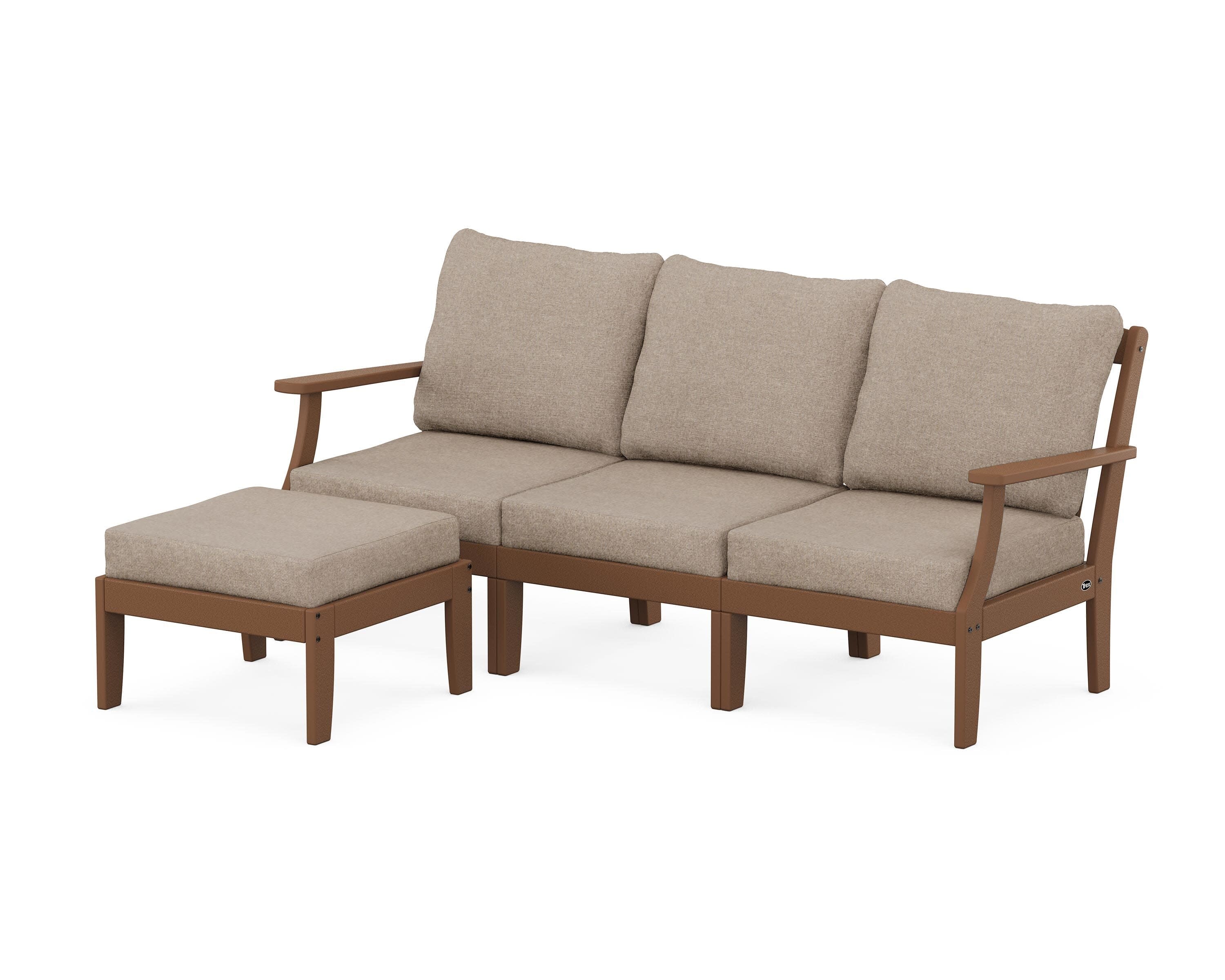 Yacht Club Modular 4-Piece Deep Seating Set with Ottoman in Tree House / Spiced Burlap