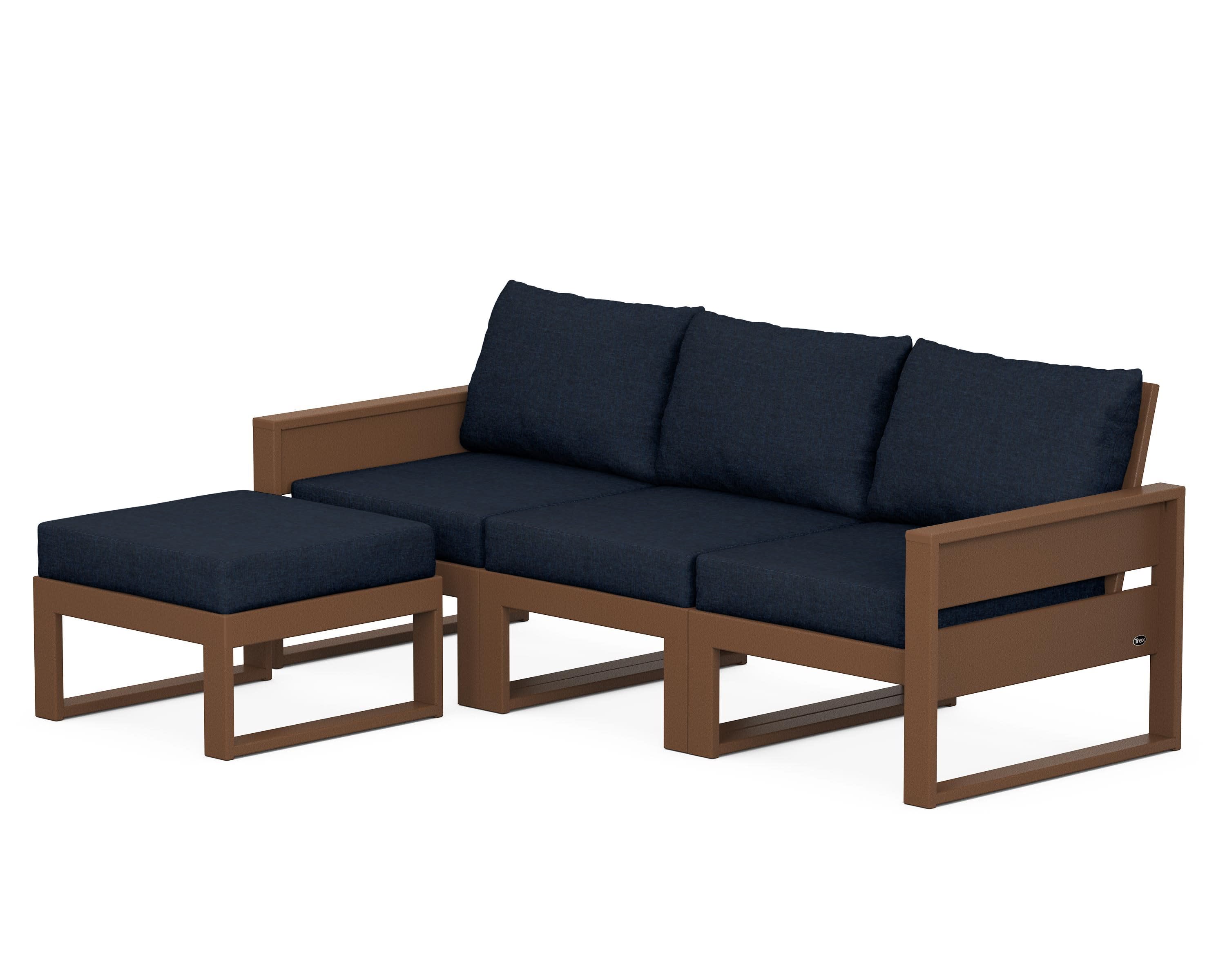 Eastport 4- Piece Sectional with Ottoman in Tree House / Marine Indigo