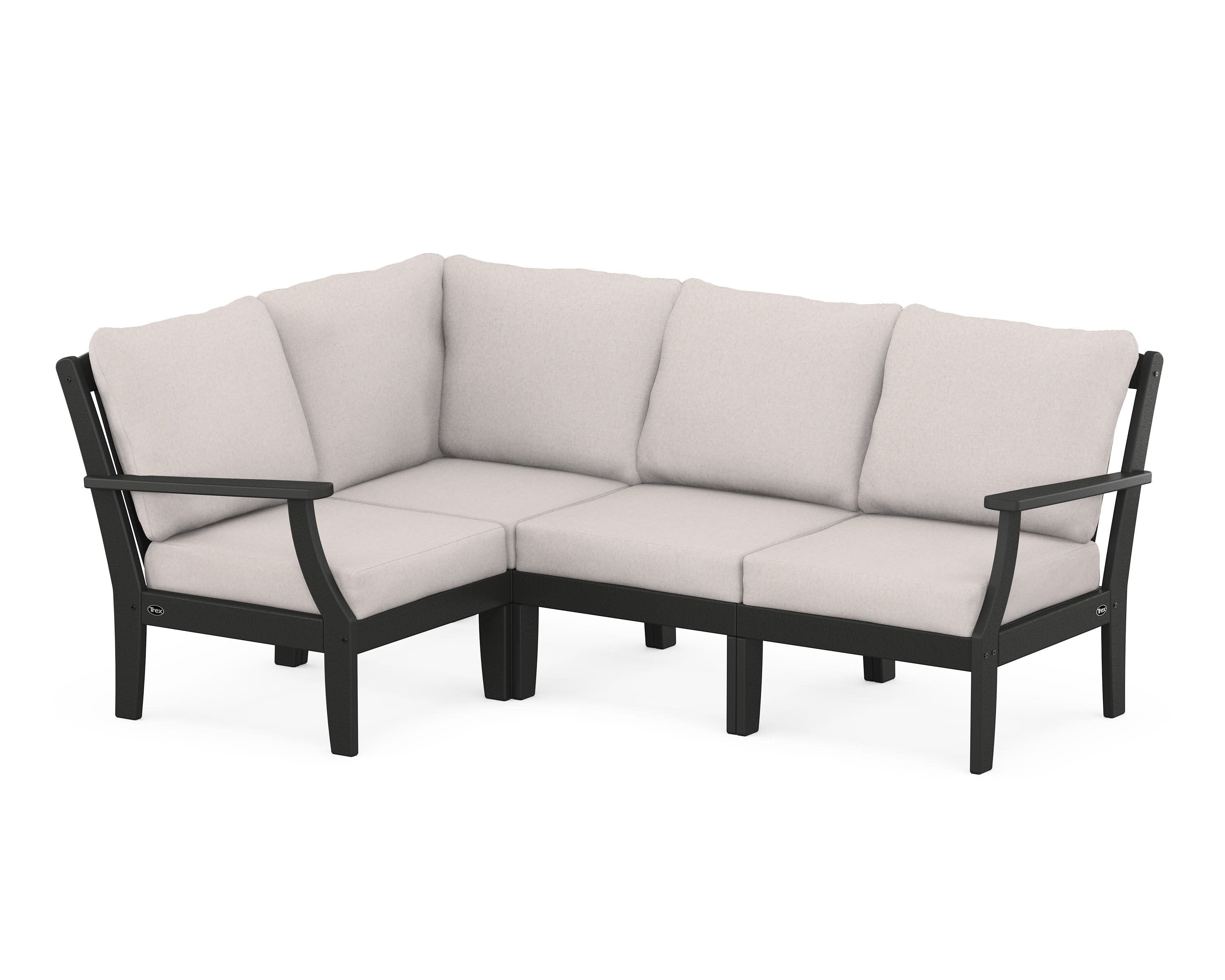Yacht Club Modular 4-Piece Deep Seating Set in Charcoal Black / Dune Burlap
