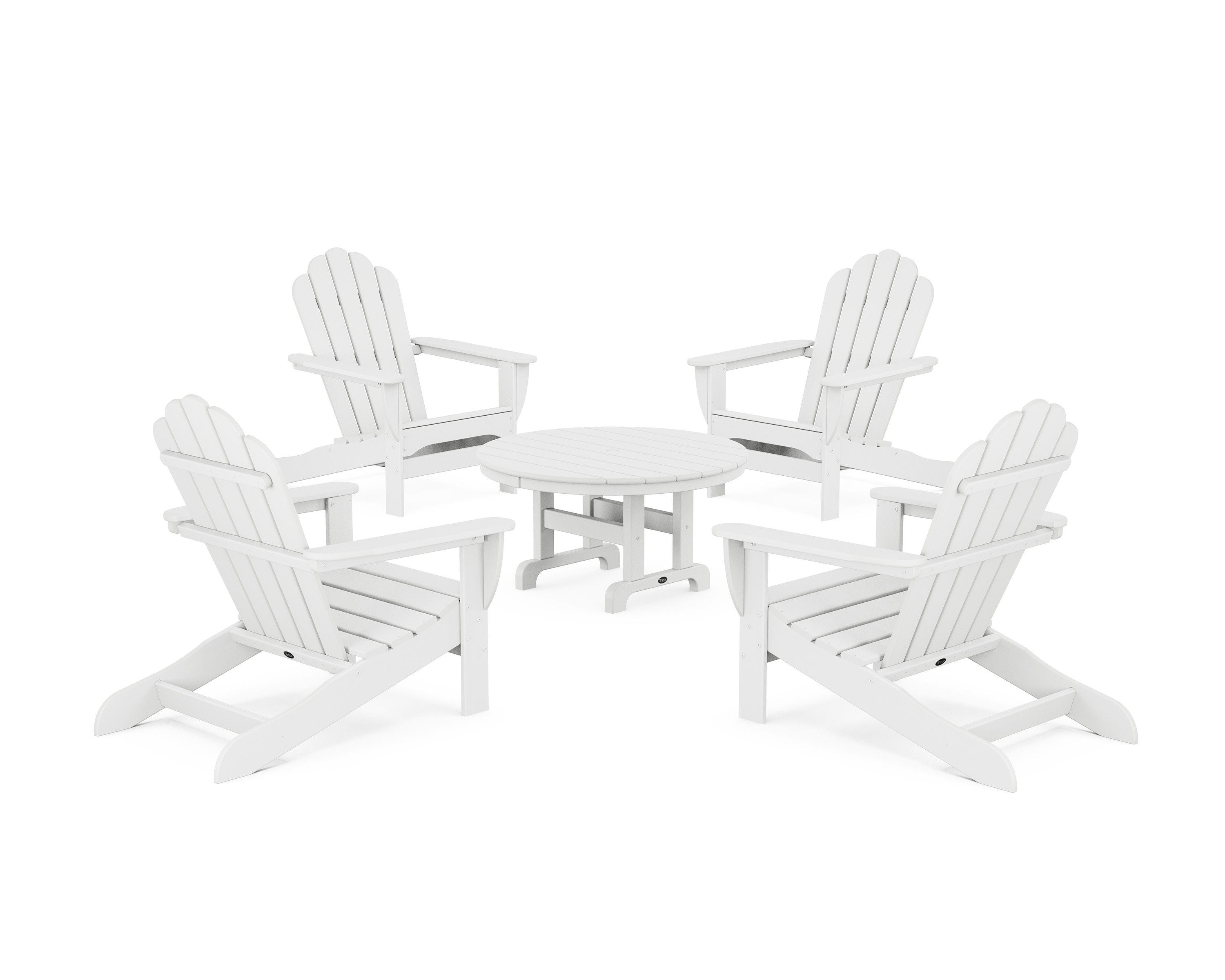 5-Piece Monterey Bay Oversized Adirondack Chair Conversation Group in Classic White