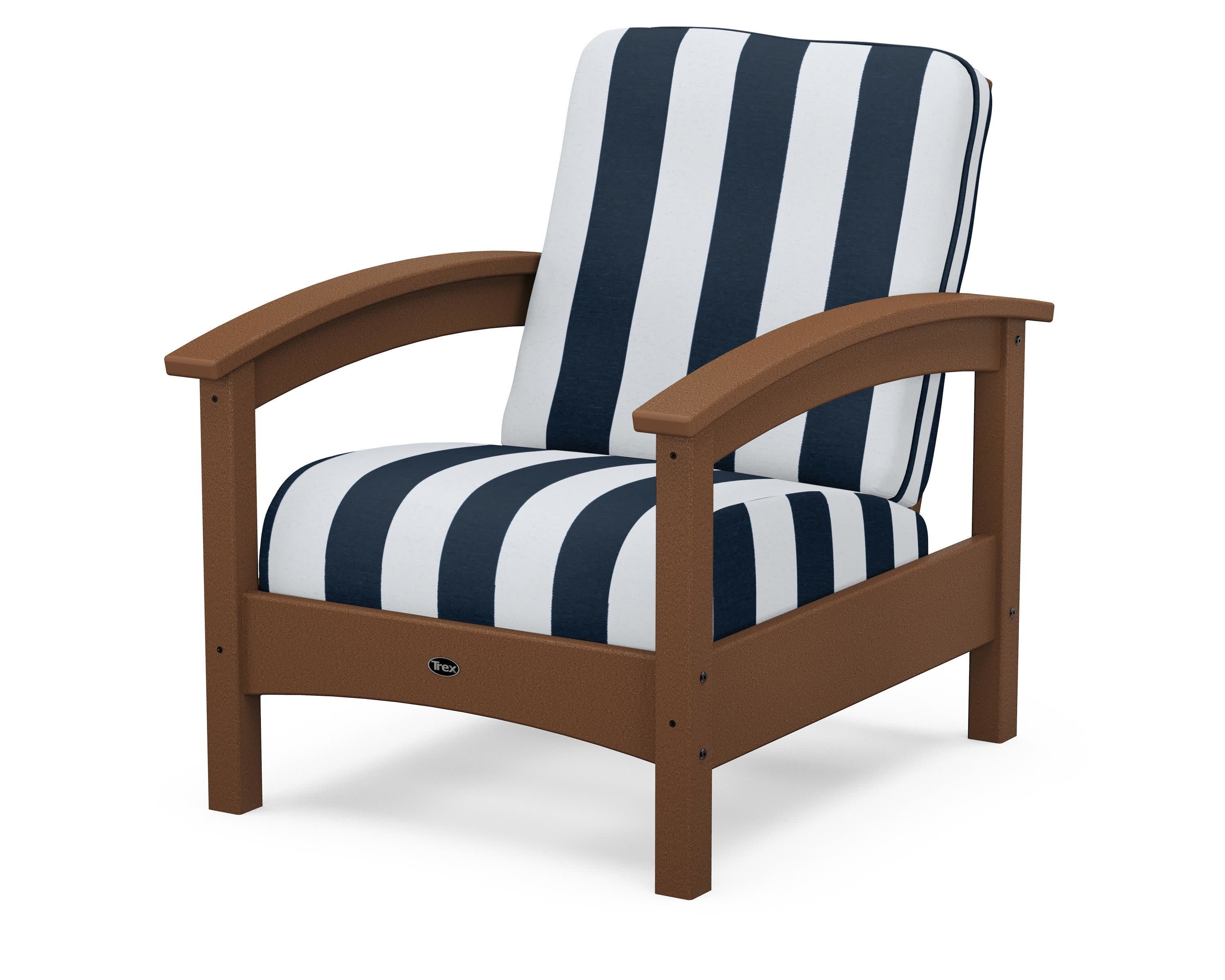 Rockport Club Chair in Tree House / Cabana Stripe Marine Indigo