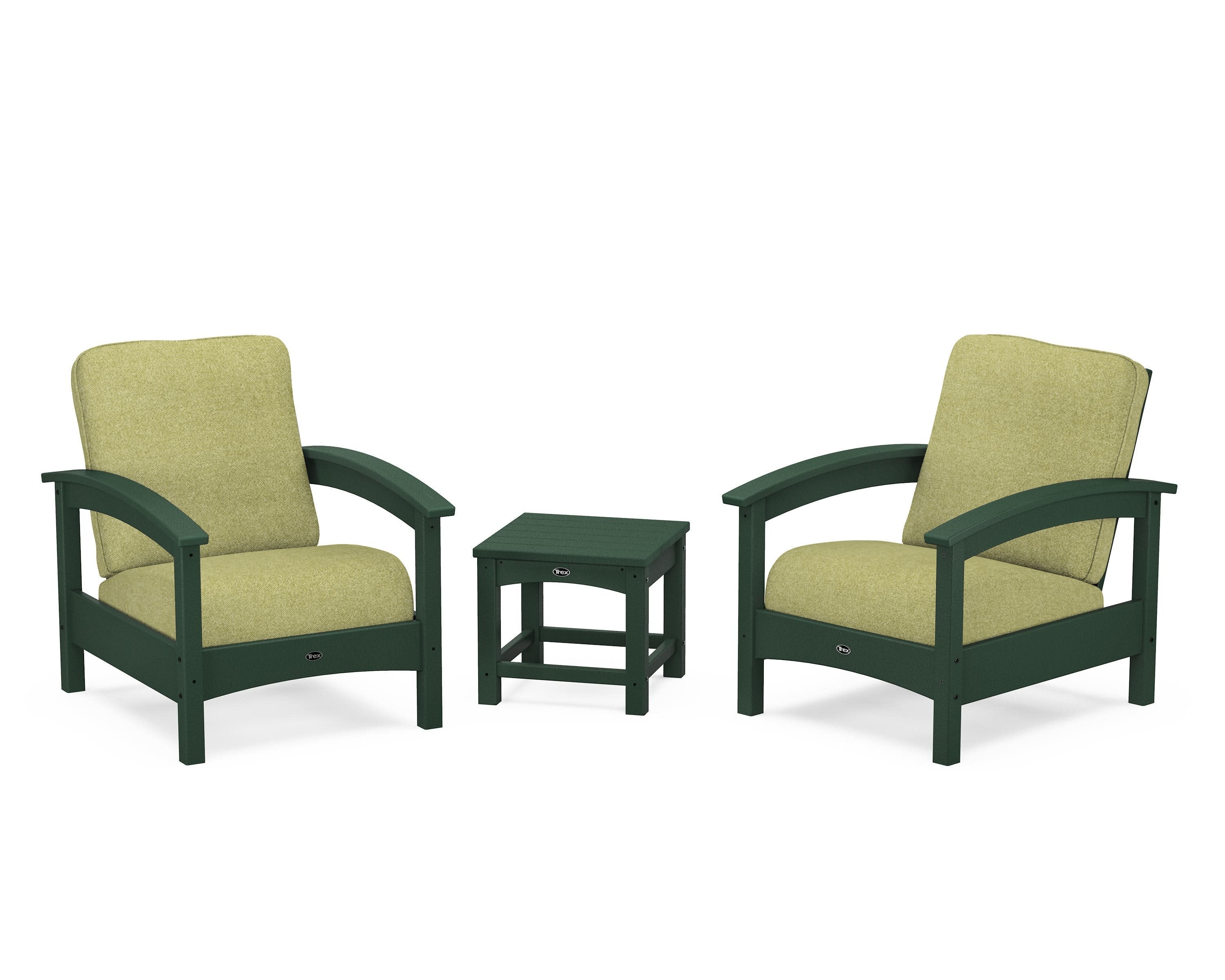 Rockport Club 3-Piece Deep Seating Conversation Set in Rainforest Canopy / Chartreuse Boucle