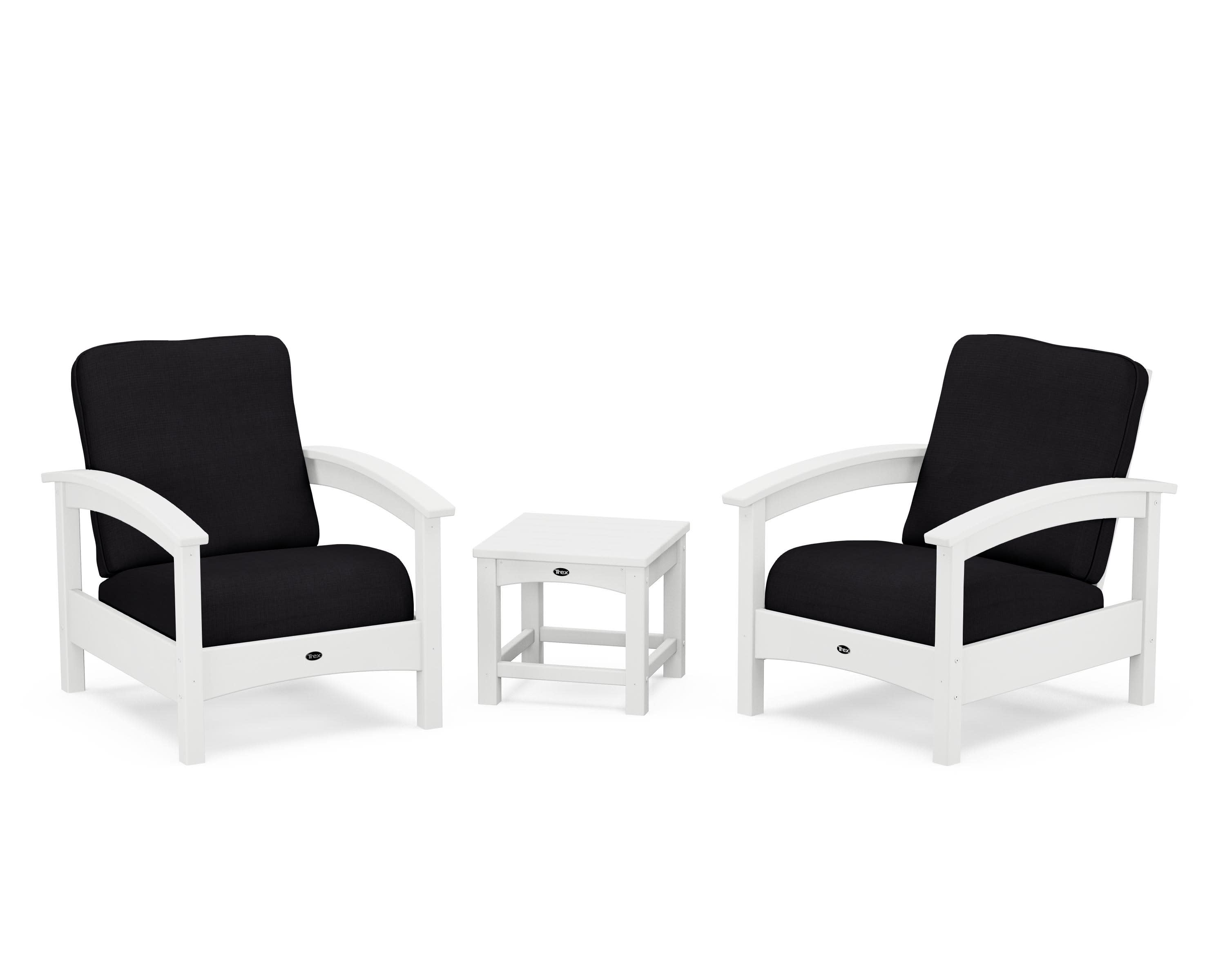 Rockport Club 3-Piece Deep Seating Conversation Set in Classic White / Midnight Linen