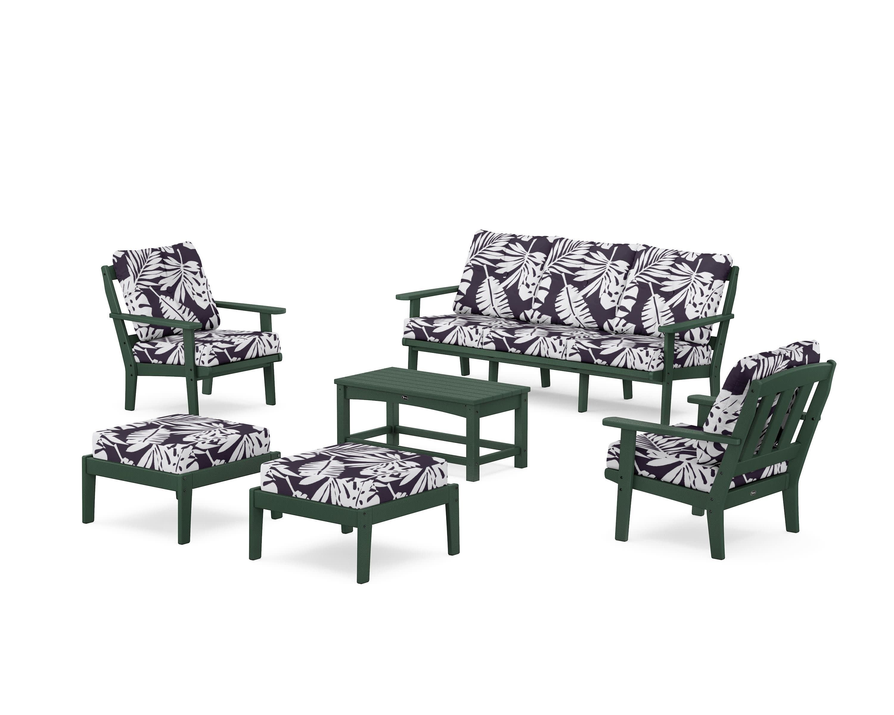 Cape Cod 6-Piece Lounge Sofa Set in Rainforest Canopy / Leaf Navy