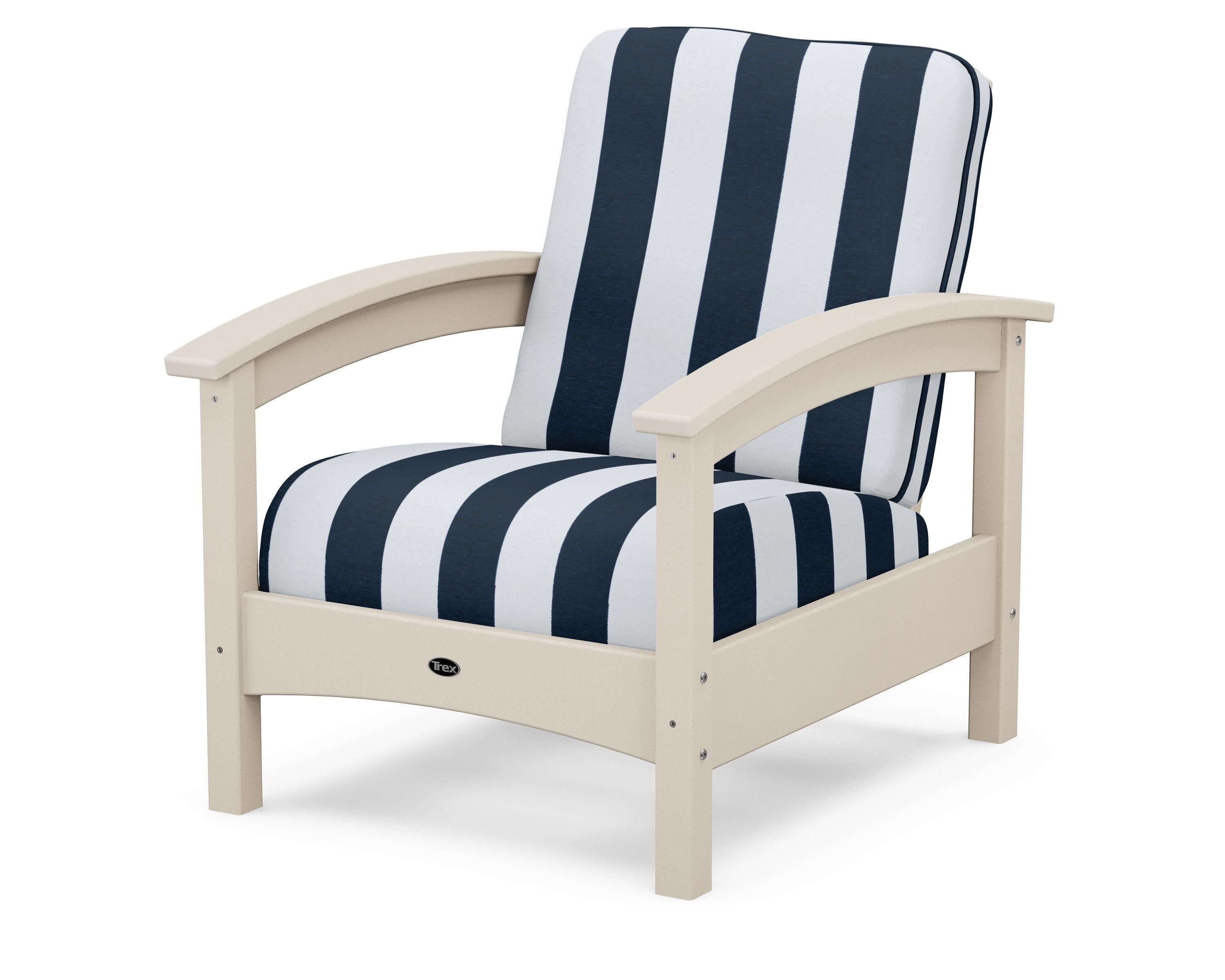Rockport Club Chair in Sand Castle / Cabana Stripe Marine Indigo