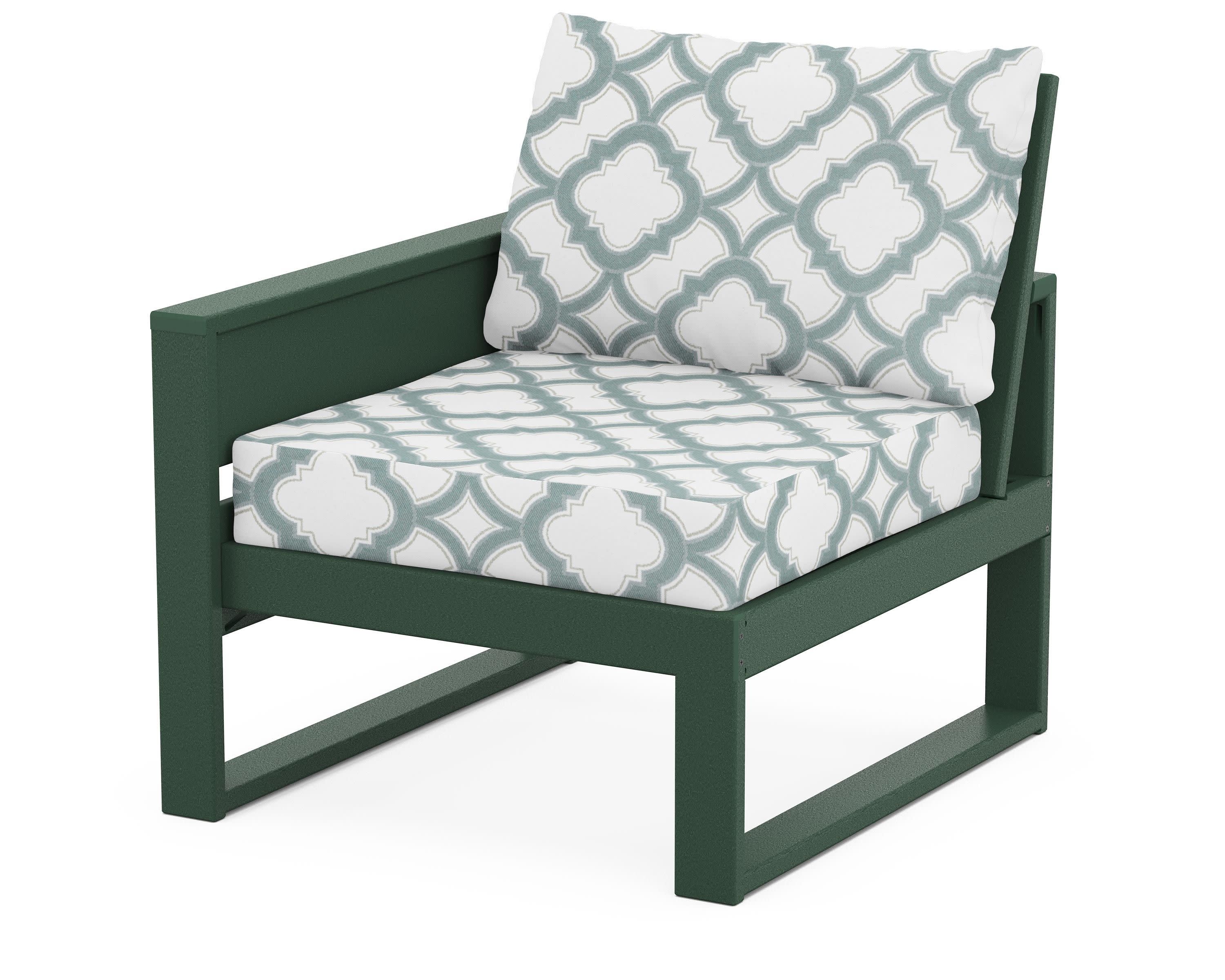 Eastport Modular Left Arm Chair in Rainforest Canopy / Trellis Glacier Spa