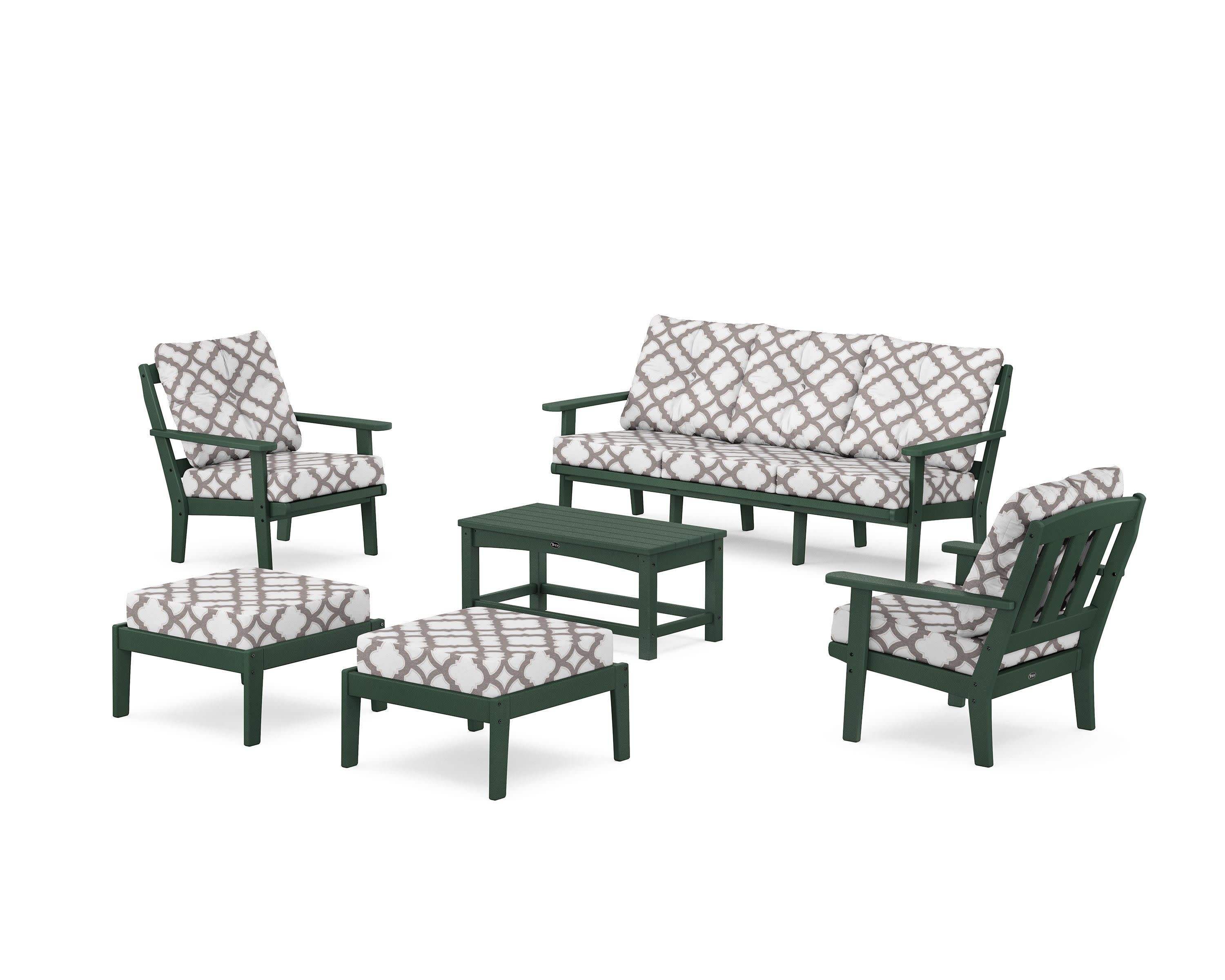 Cape Cod 6-Piece Lounge Sofa Set in Rainforest Canopy / Trellis Grey Mist