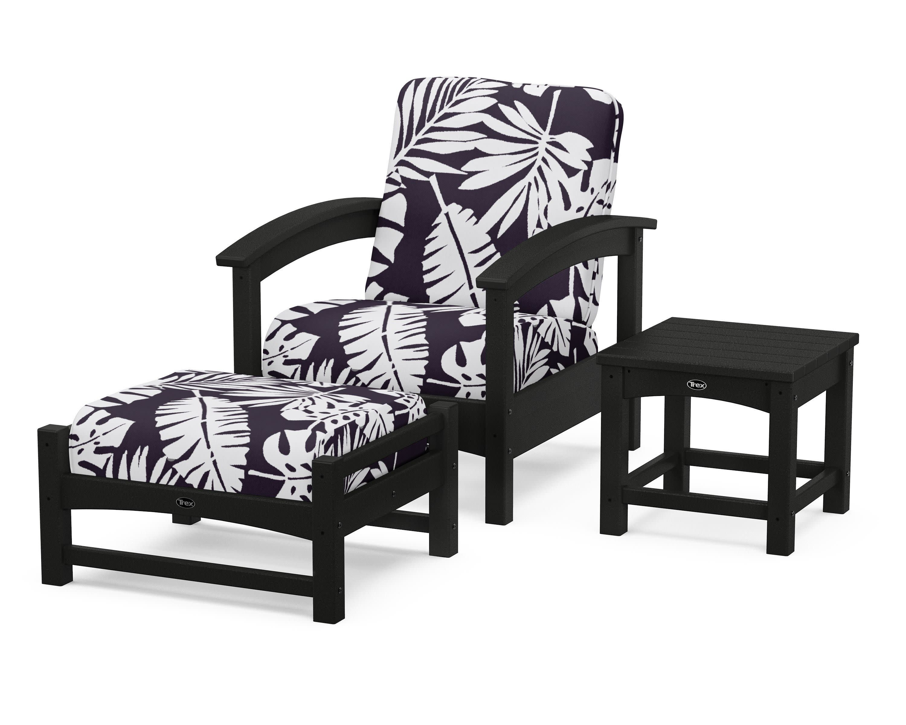 Rockport 3-Piece Deep Seating Set in Charcoal Black / Leaf Navy