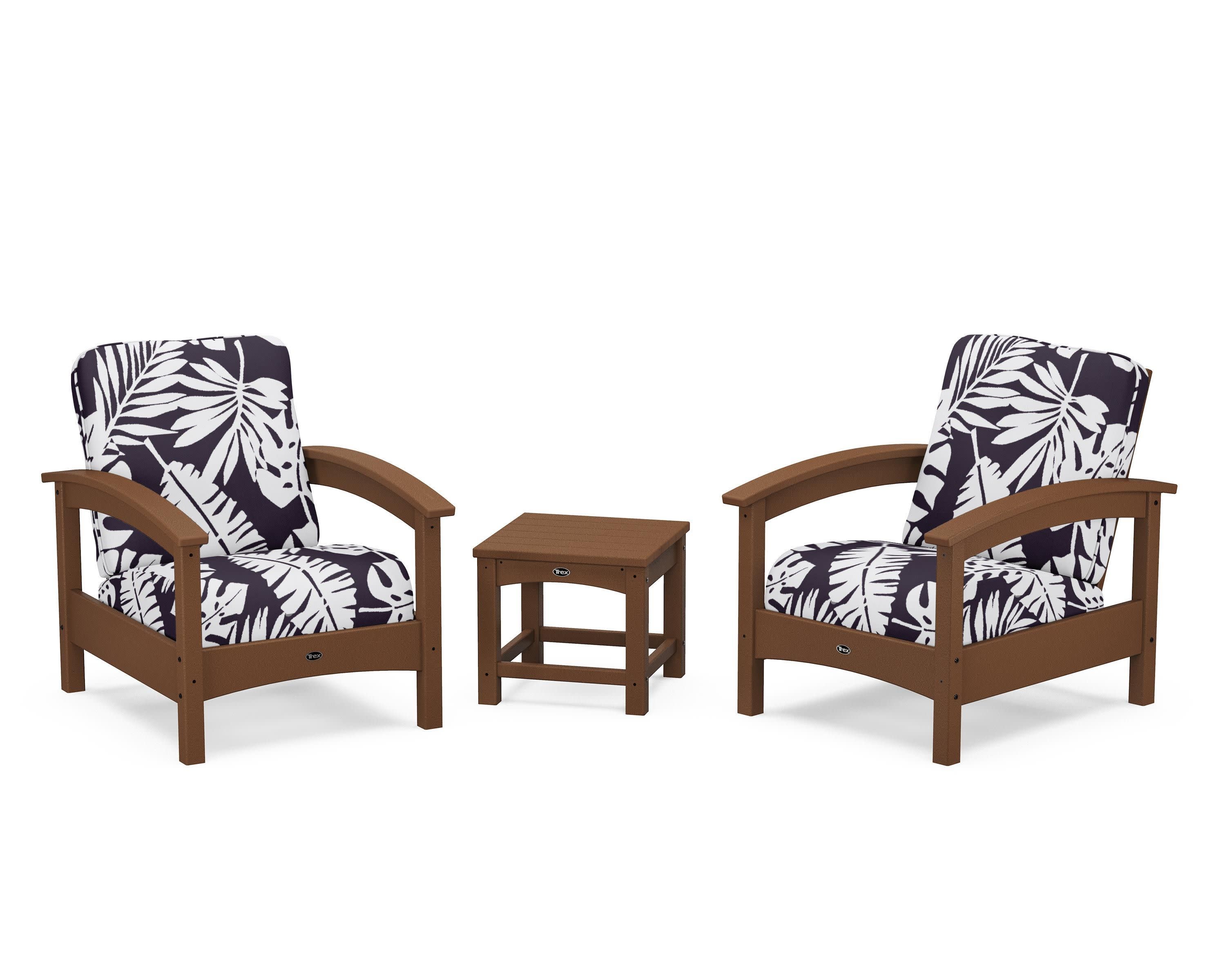 Rockport Club 3-Piece Deep Seating Conversation Set in Tree House / Leaf Navy