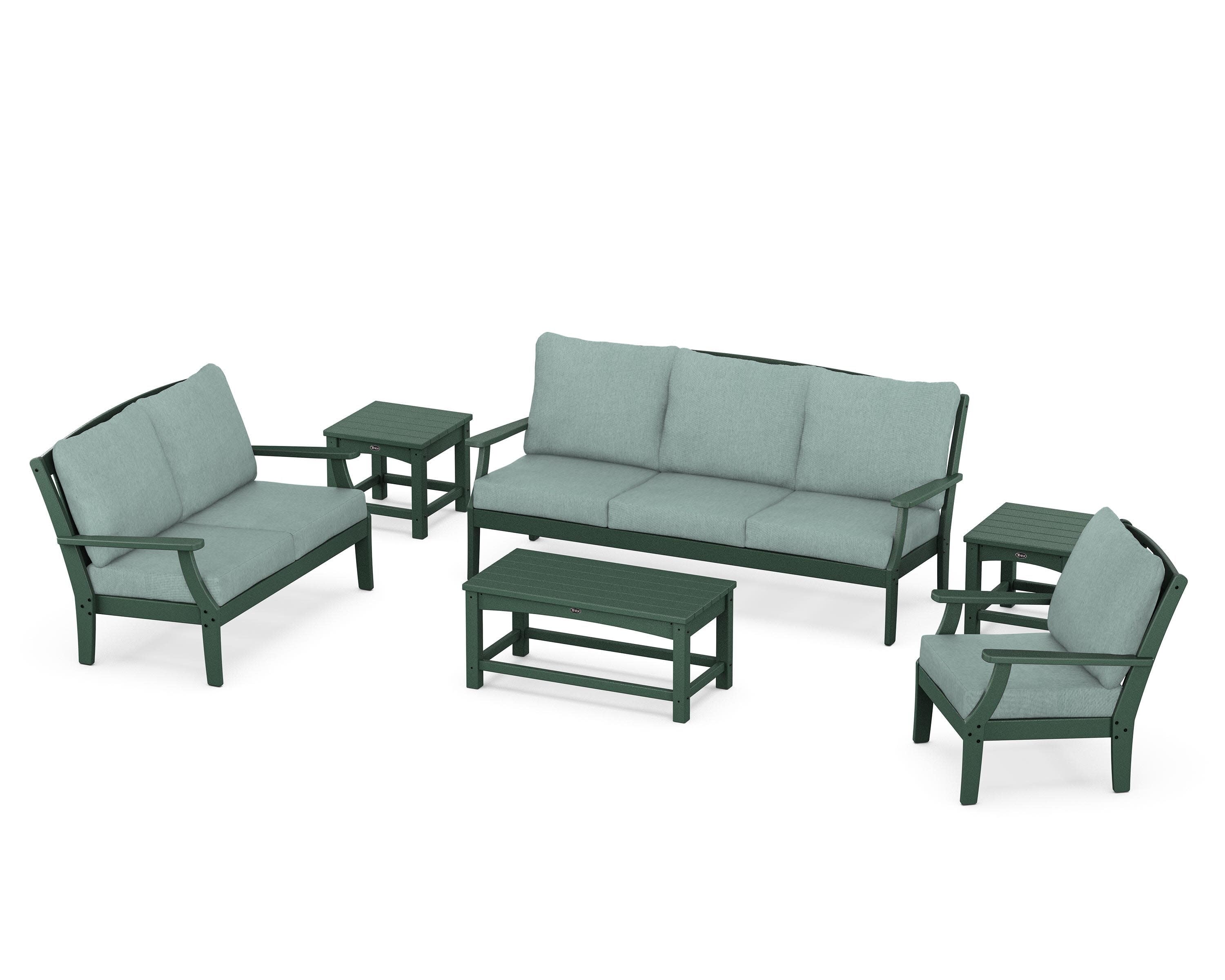 Yacht Club 6-Piece Deep Seating Set in Rainforest Canopy / Glacier Spa