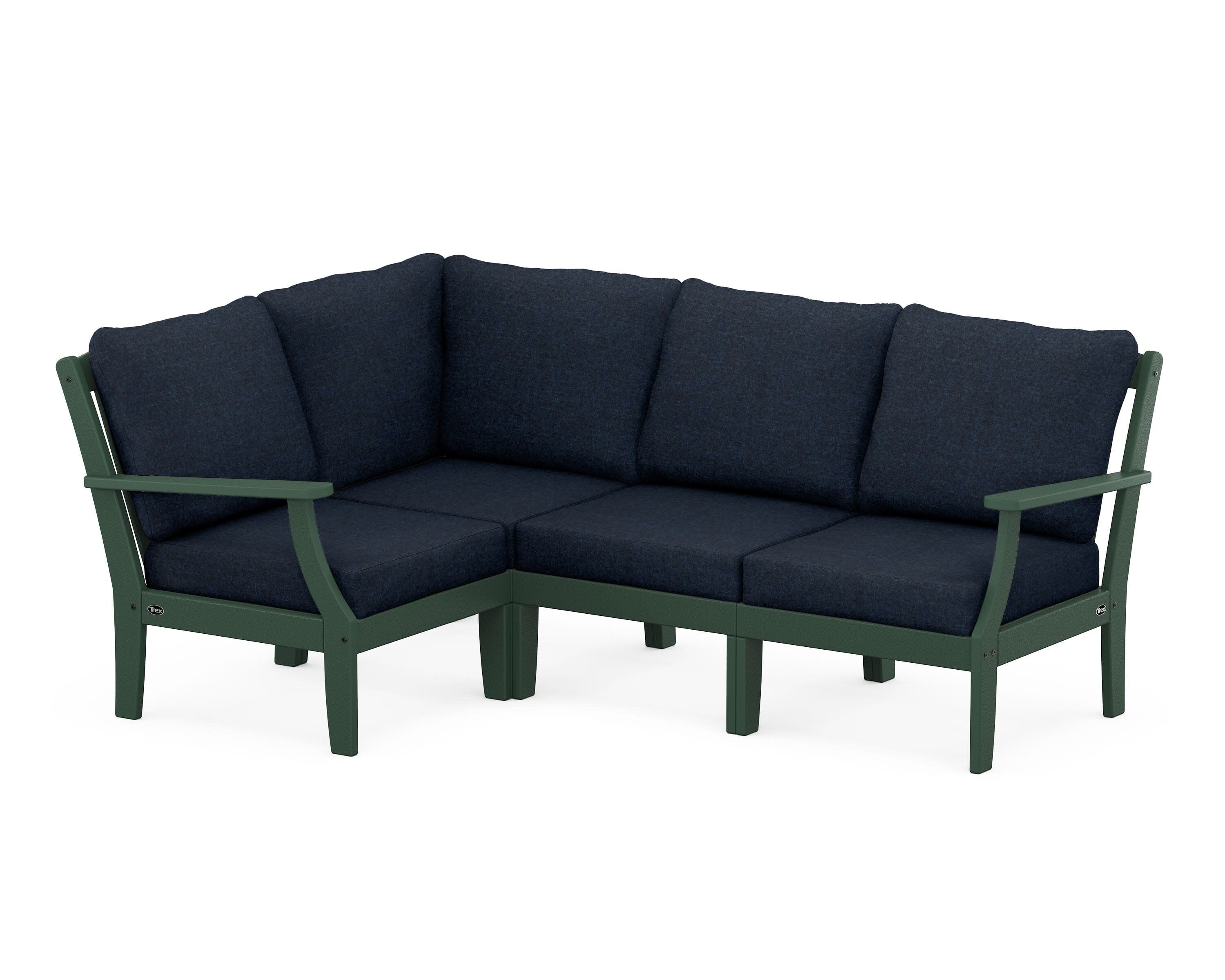 Yacht Club Modular 4-Piece Deep Seating Set in Rainforest Canopy / Marine Indigo