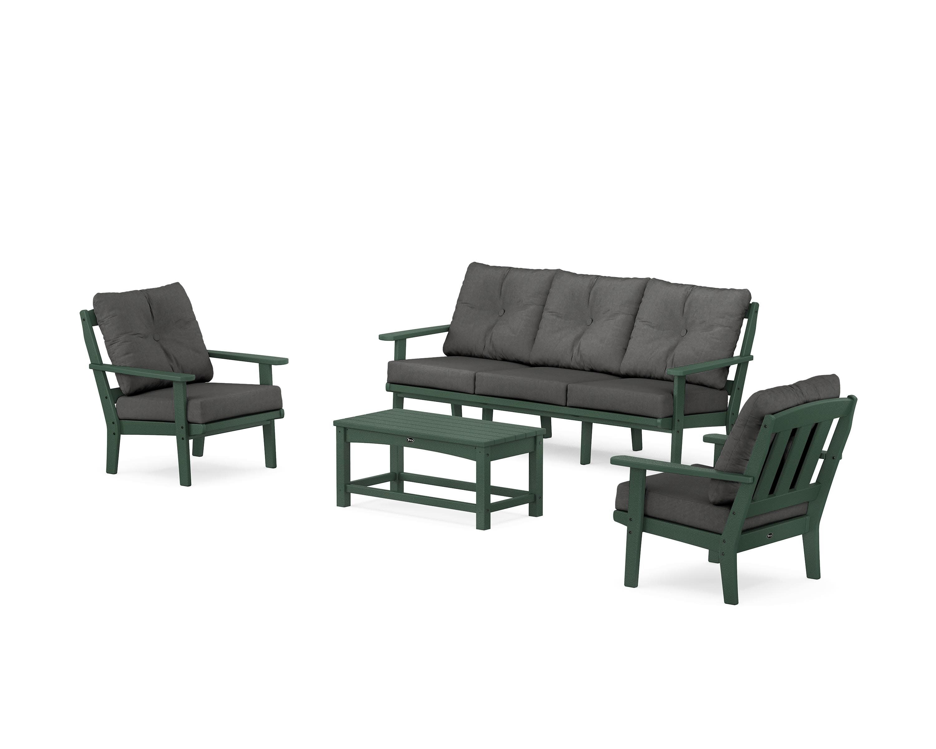 Cape Cod 4-Piece Deep Seating Set with Sofa in Rainforest Canopy / Spectrum Carbon