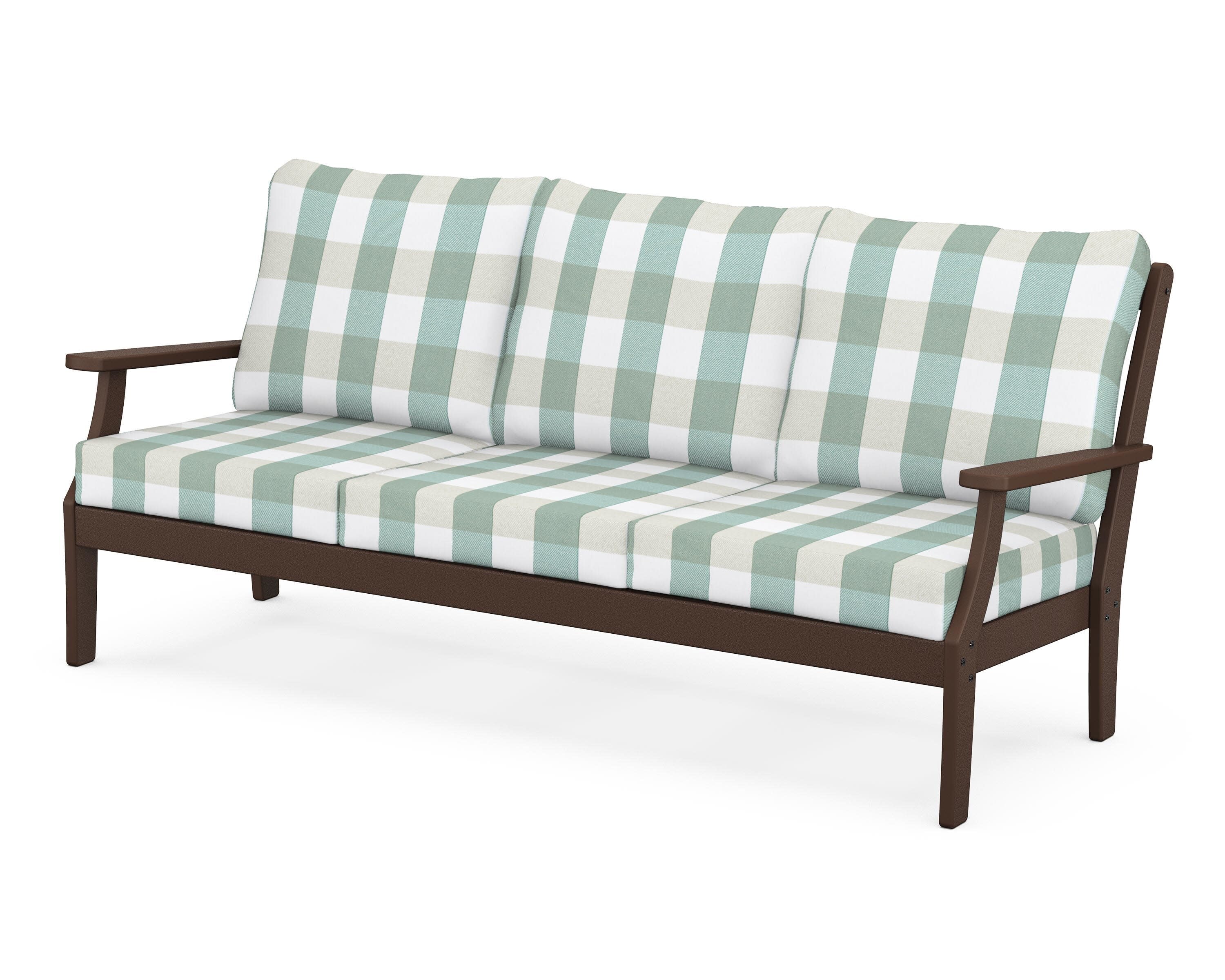 Yacht Club Deep Seating Sofa in Vintage Lantern / Buffalo Plaid Glacier Spa