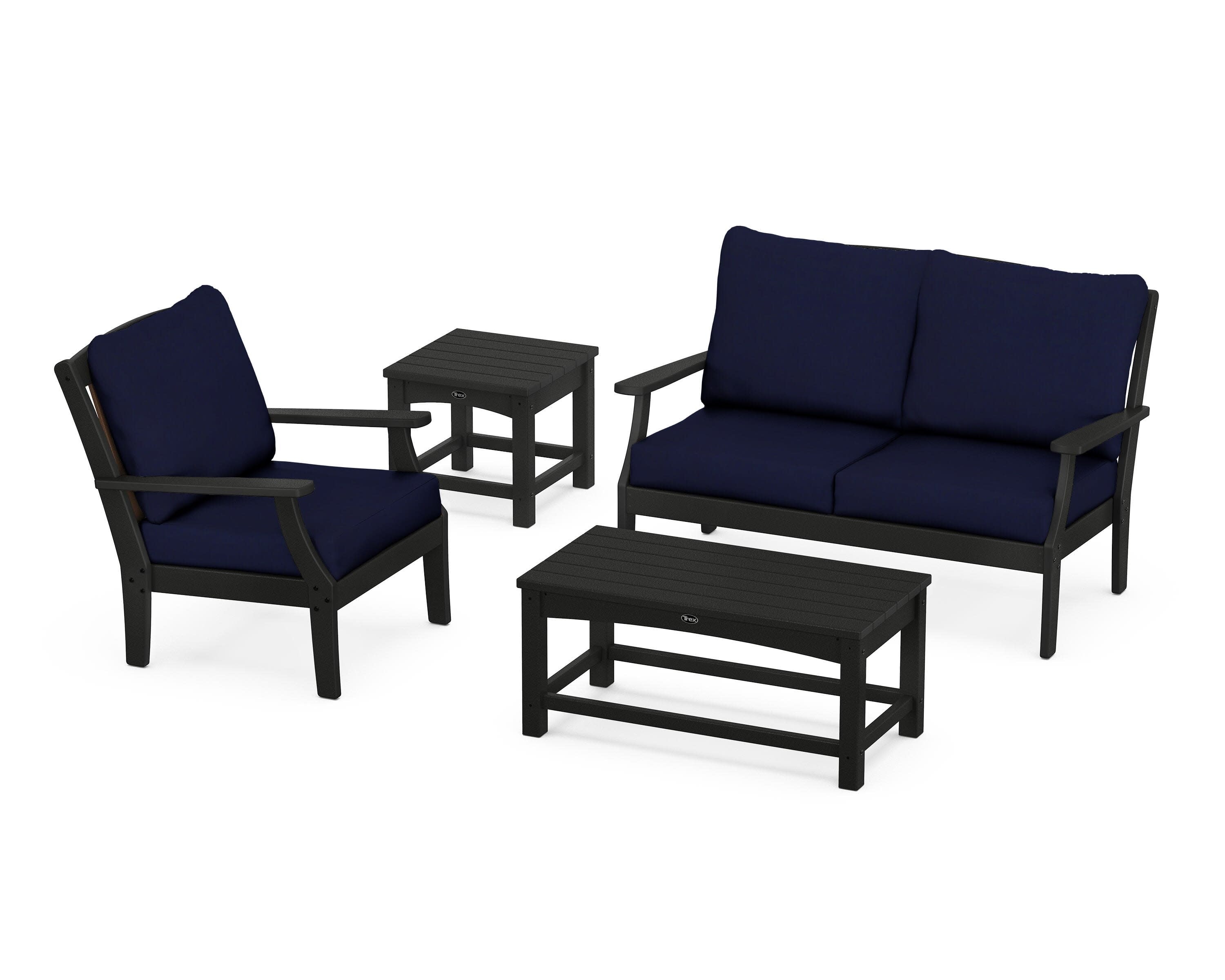 Yacht Club 4-Piece Deep Seating Set in Charcoal Black / Navy