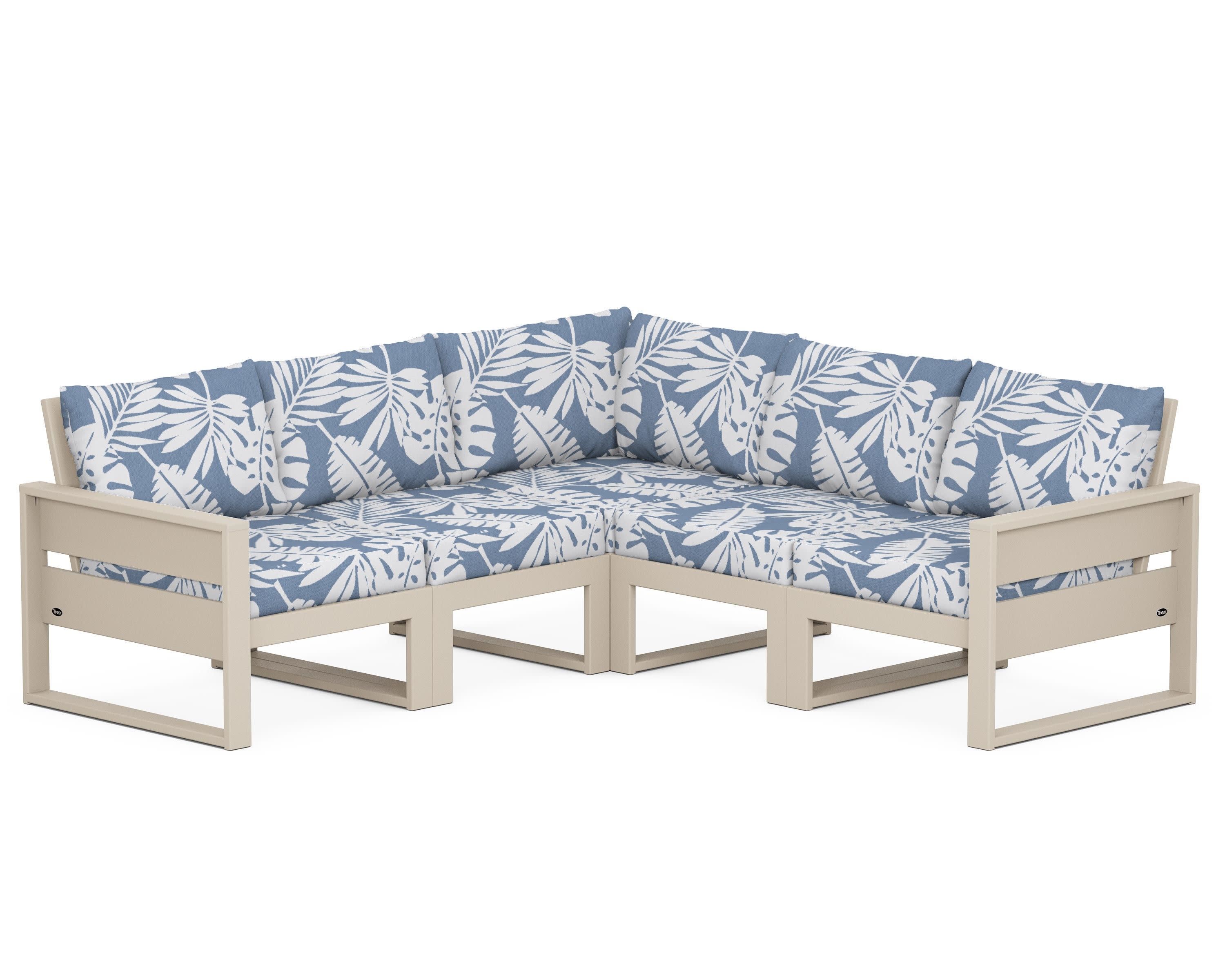 Eastport 5-Piece Sectional in Sand Castle / Leaf Sky Blue