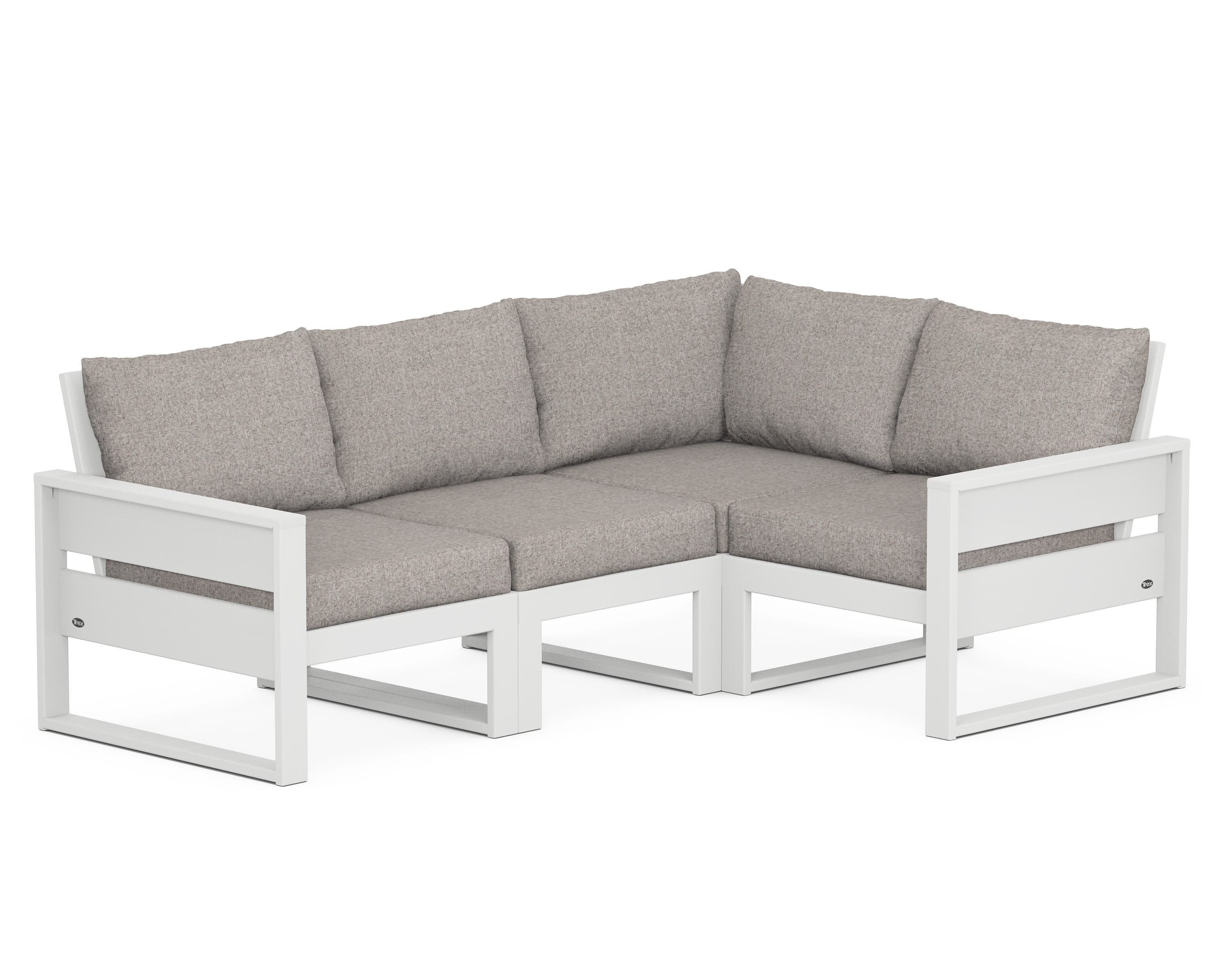 Eastport 4- Piece Sectional in Classic White / Weathered Tweed