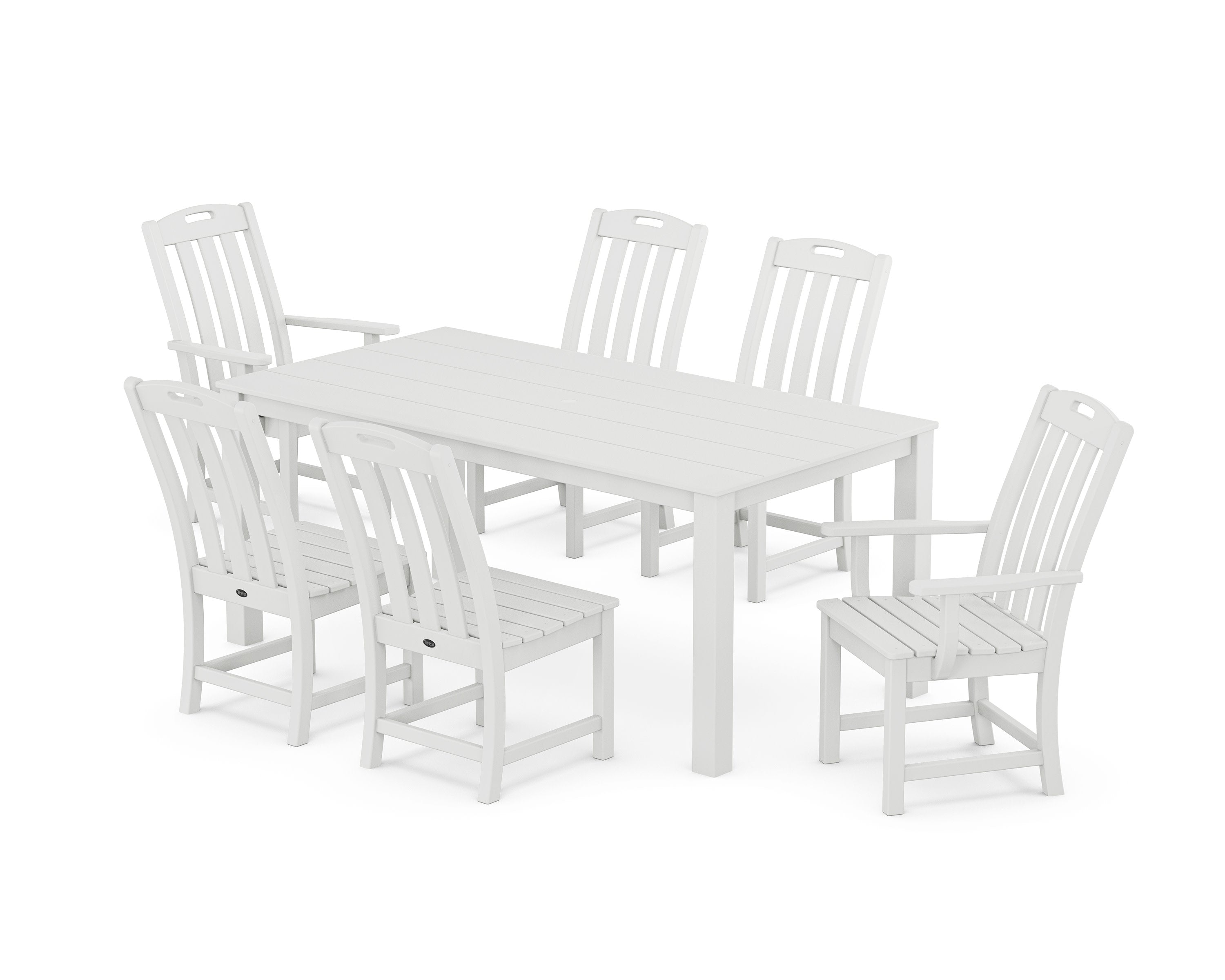 Yacht Club 7-Piece Parsons Dining Set in Classic White