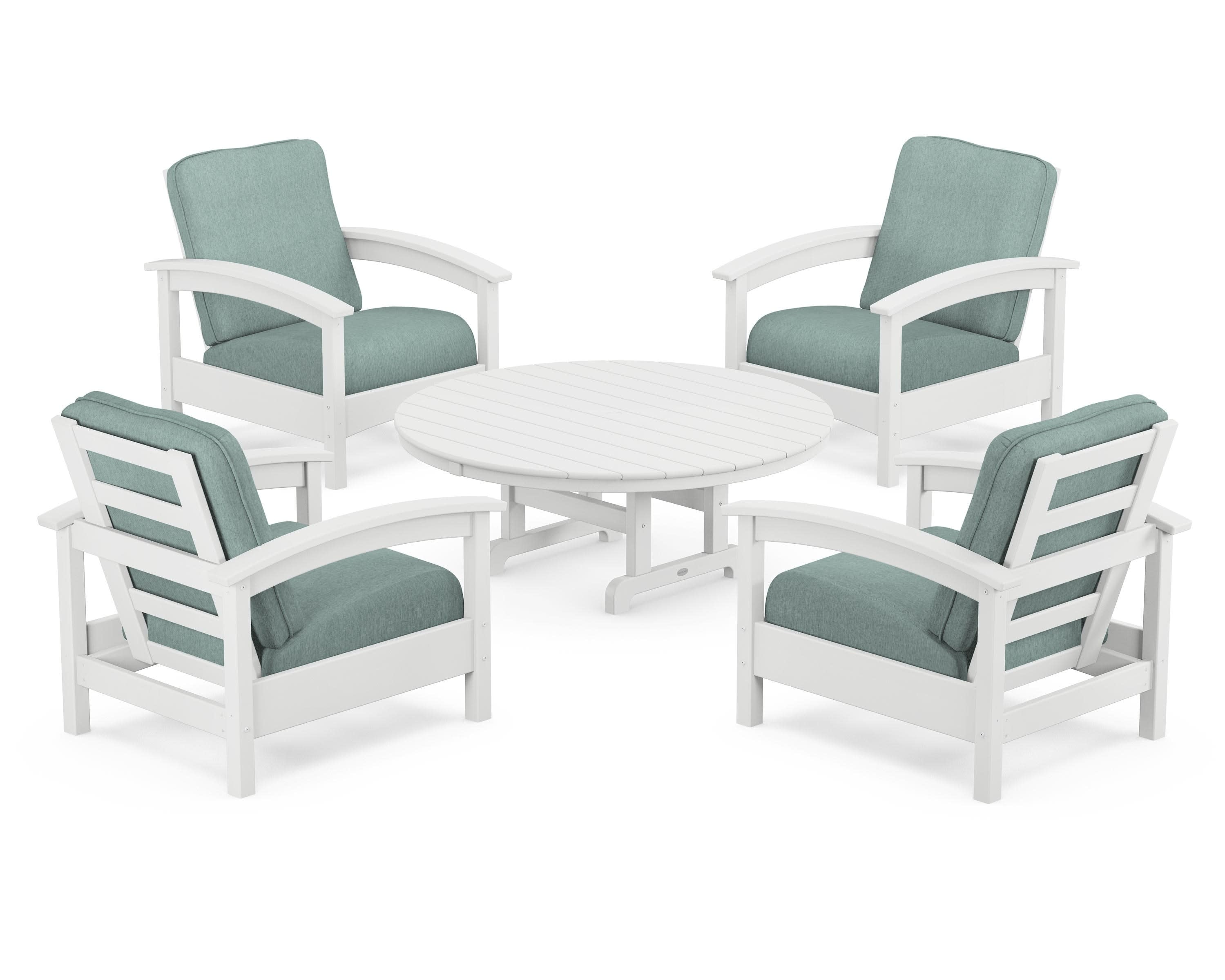 Rockport 5-Piece Deep Seating Set in Classic White / Glacier Spa