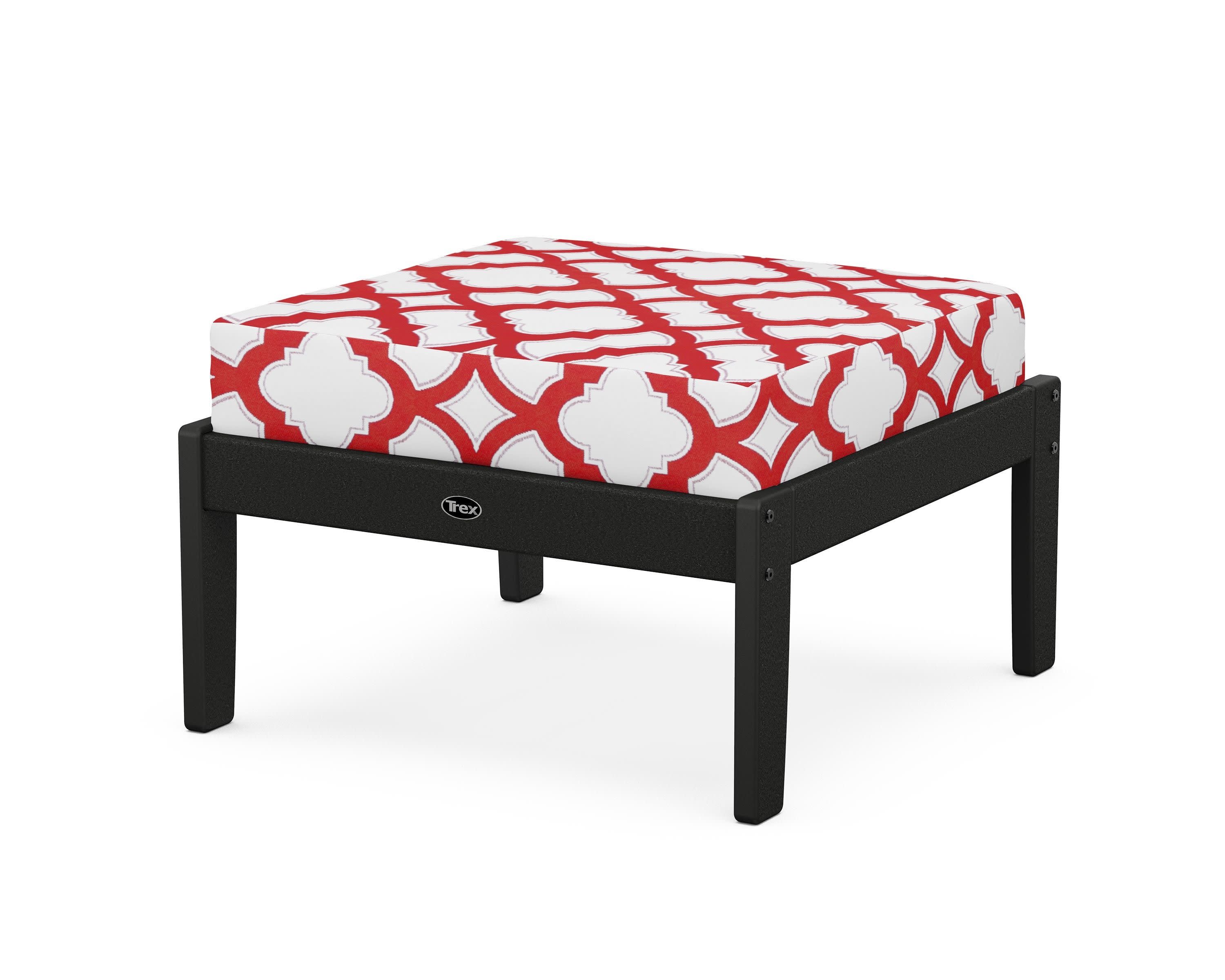 Yacht Club Deep Seating Ottoman in Charcoal Black / Trellis Crimson