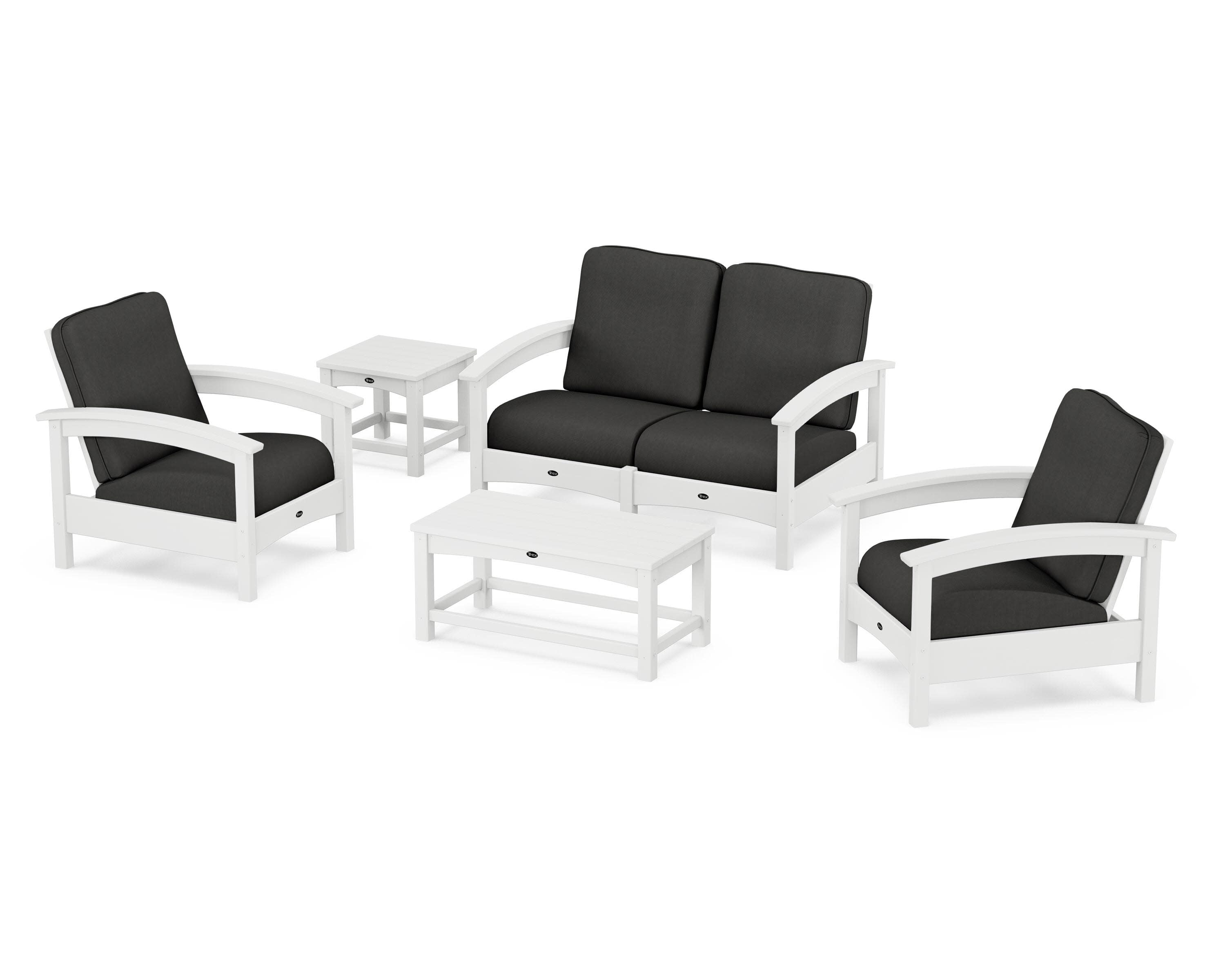 Rockport Club 6-Piece Deep Seating Conversation Set in Classic White / Spectrum Carbon