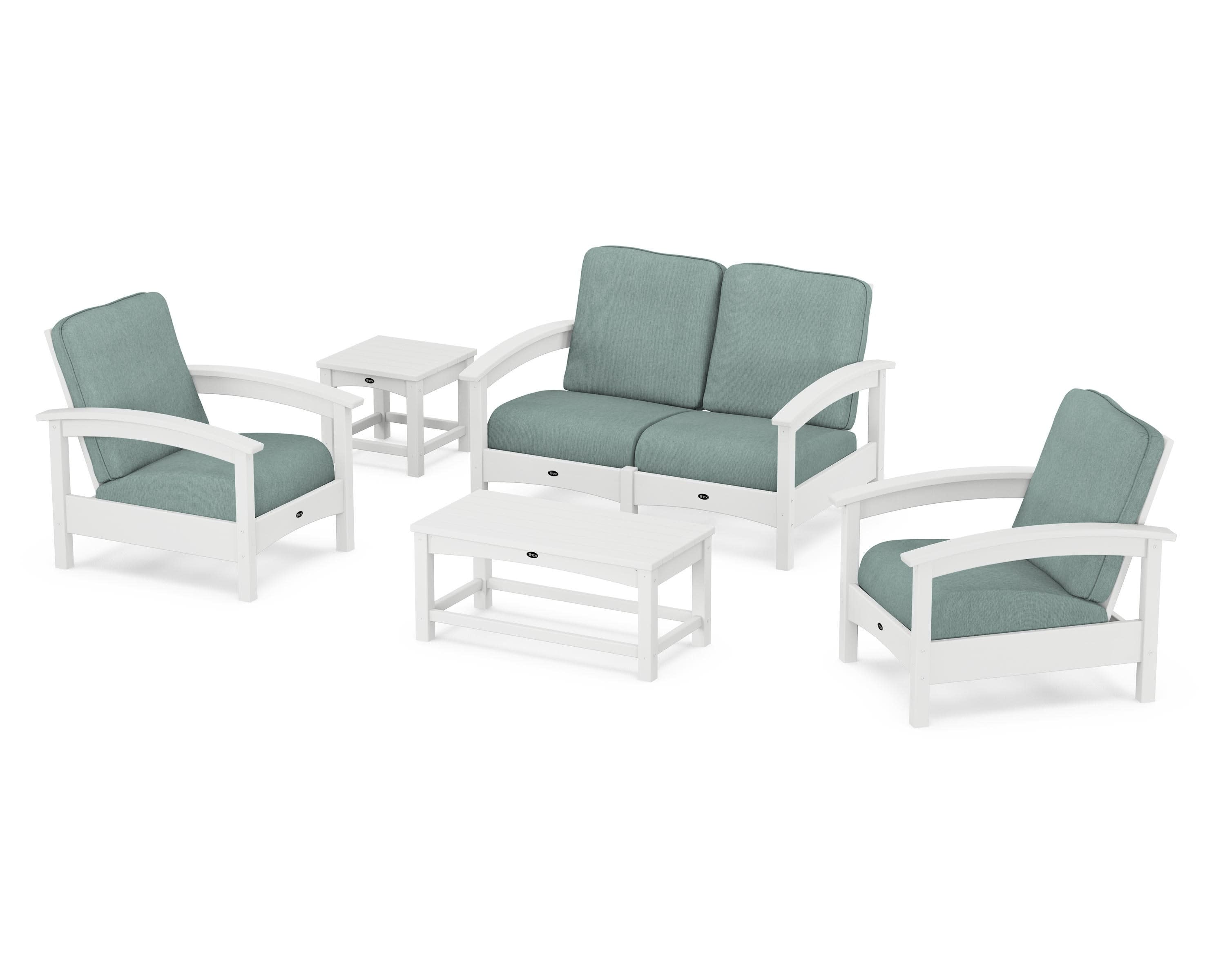 Rockport Club 6-Piece Deep Seating Conversation Set in Classic White / Glacier Spa
