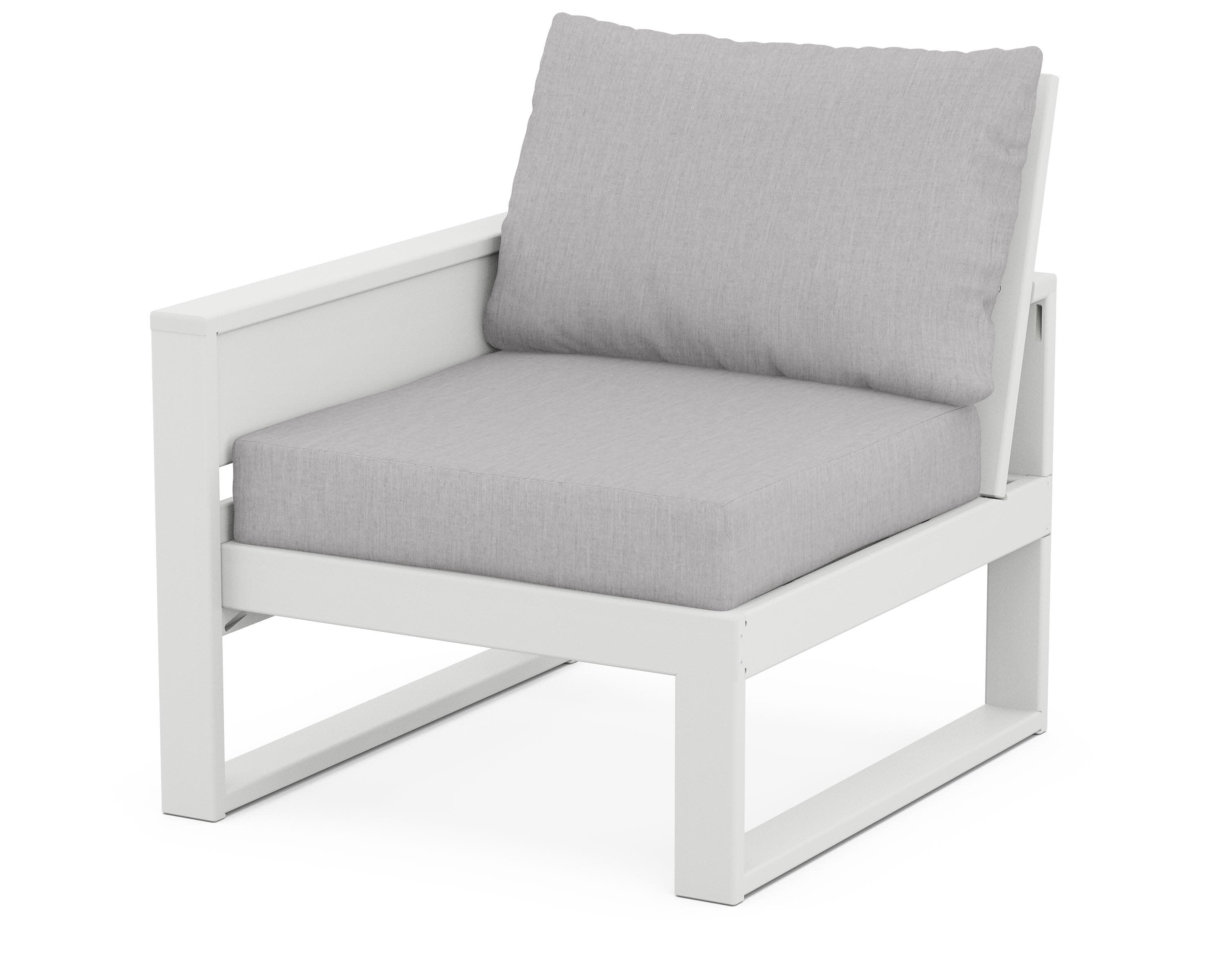 Eastport Modular Left Arm Chair in Classic White / Granite
