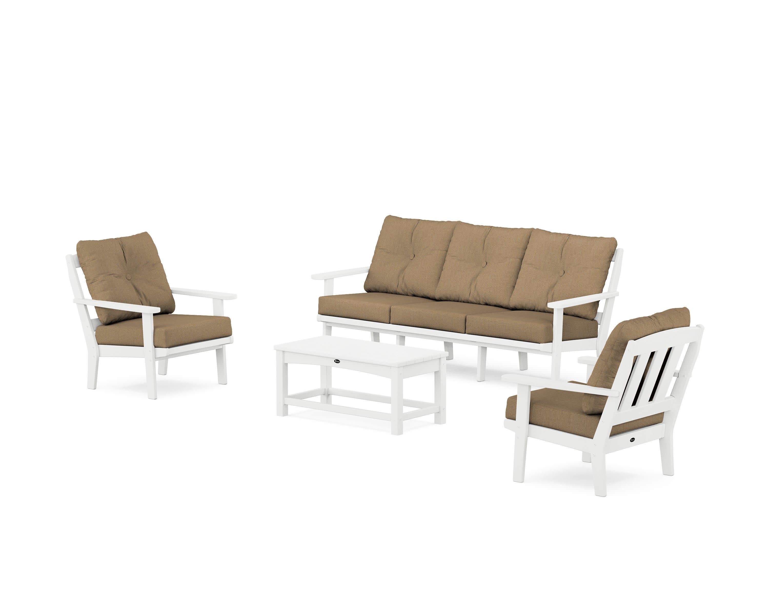 Cape Cod 4-Piece Deep Seating Set with Sofa in Classic White / Sesame