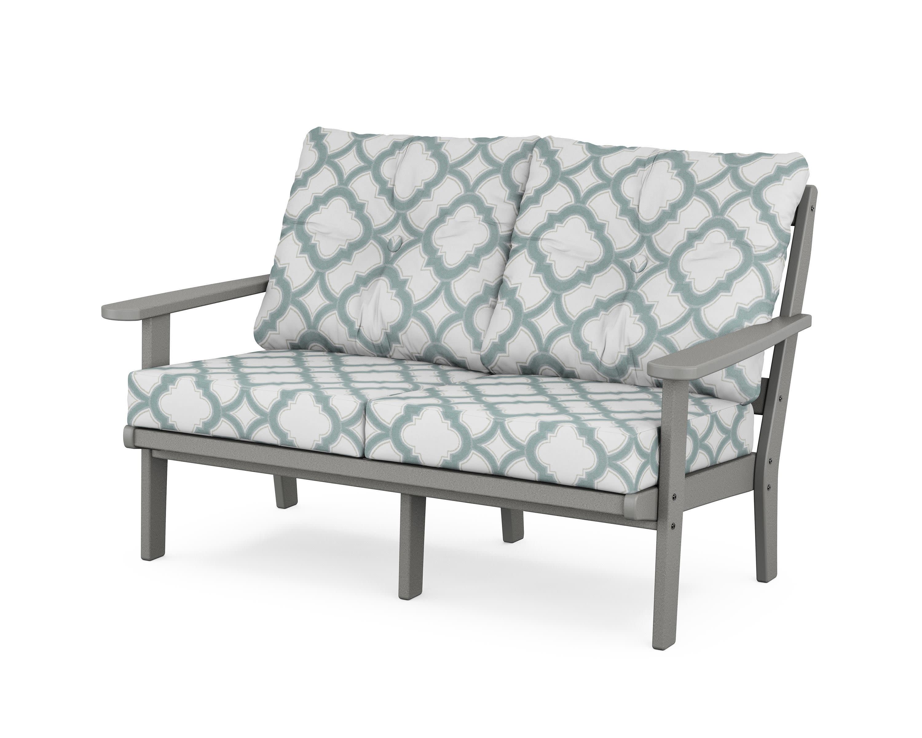 Cape Cod Deep Seating Loveseat in Stepping Stone / Trellis Glacier Spa