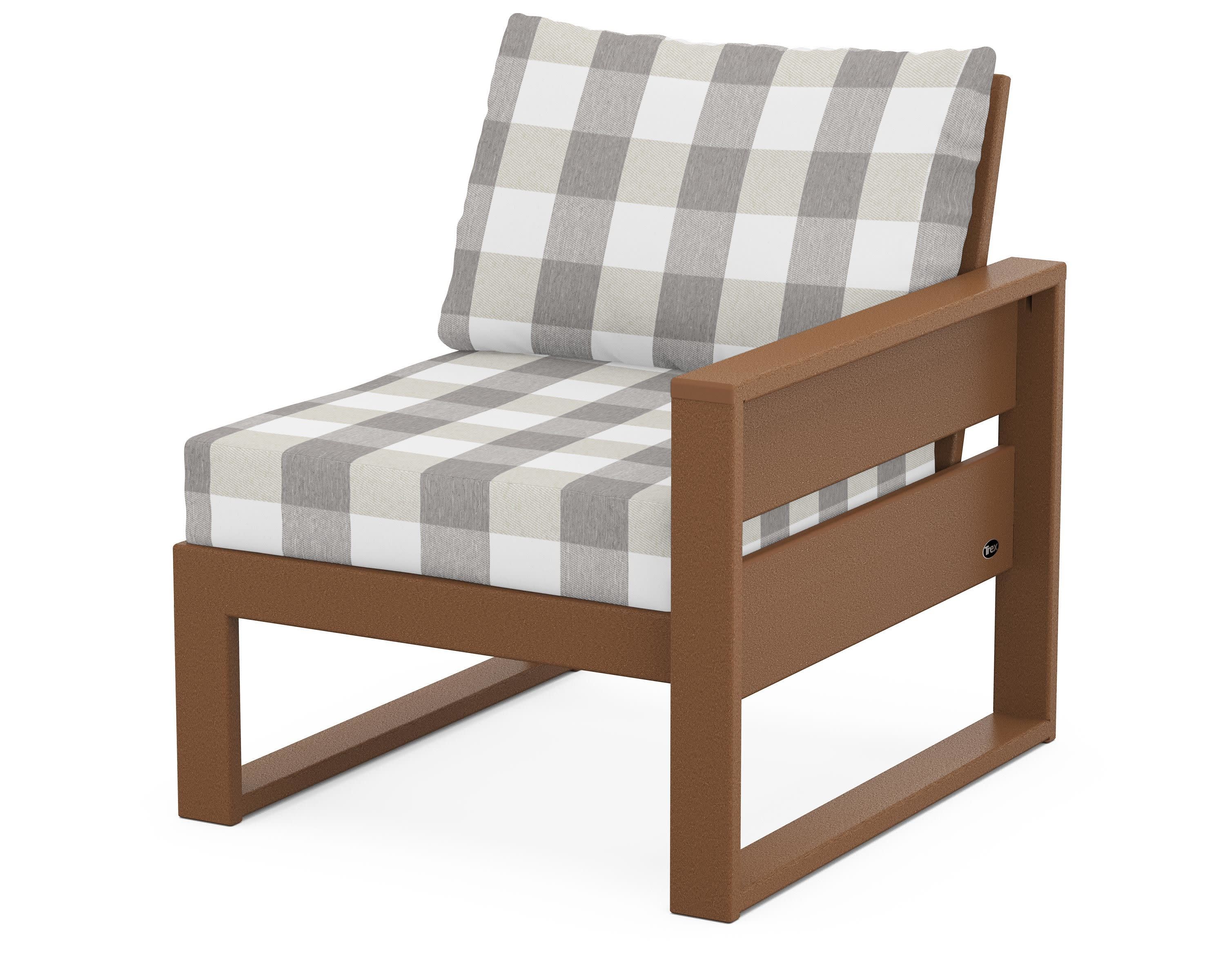 Eastport Modular Right Arm Chair in Tree House / Buffalo Plaid Grey Mist