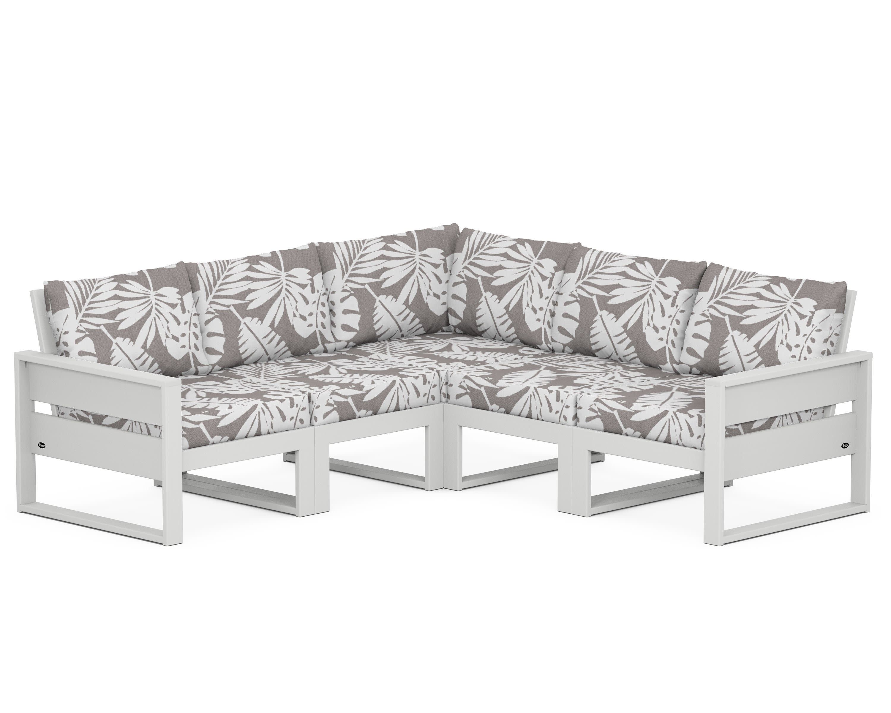 Eastport 5-Piece Sectional in Classic White / Leaf Grey Mist