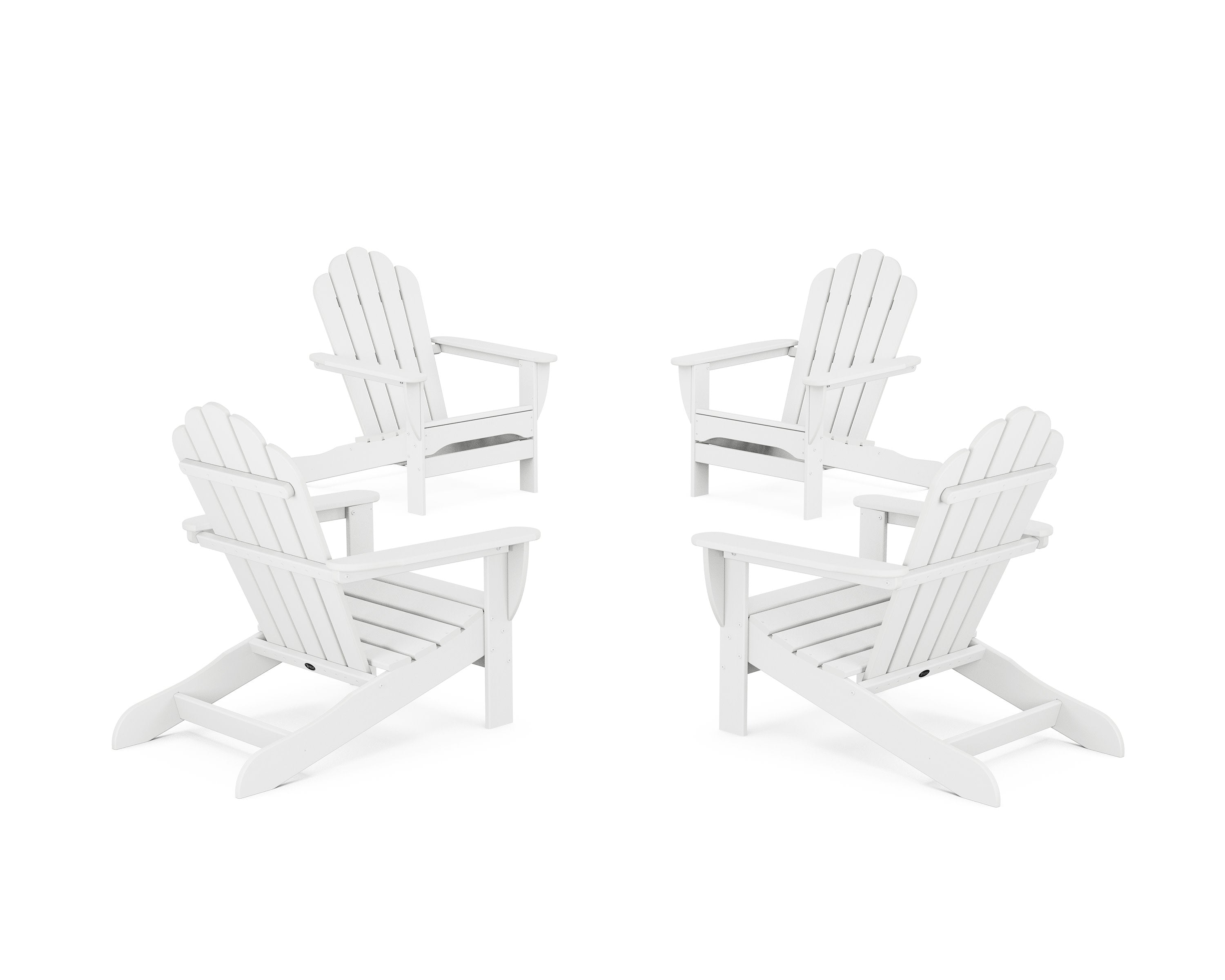 4-Piece Monterey Bay Oversized Adirondack Chair Conversation Set in Classic White