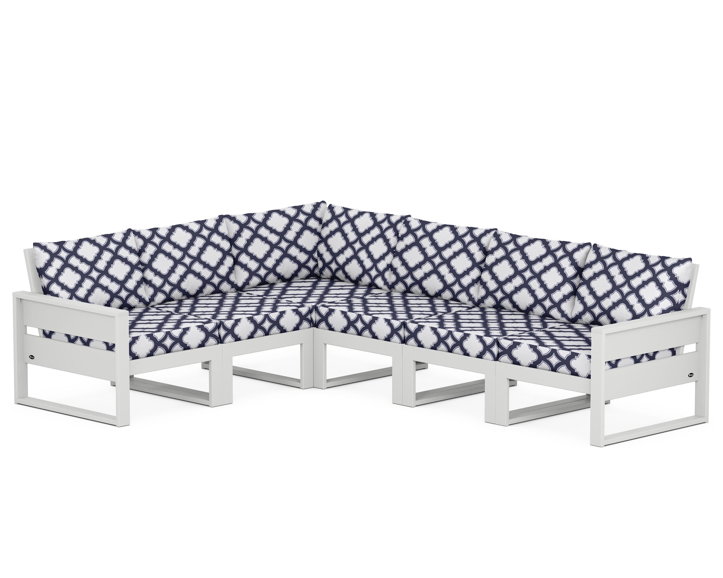 Eastport 6-Piece Sectional in Classic White / Trellis Navy