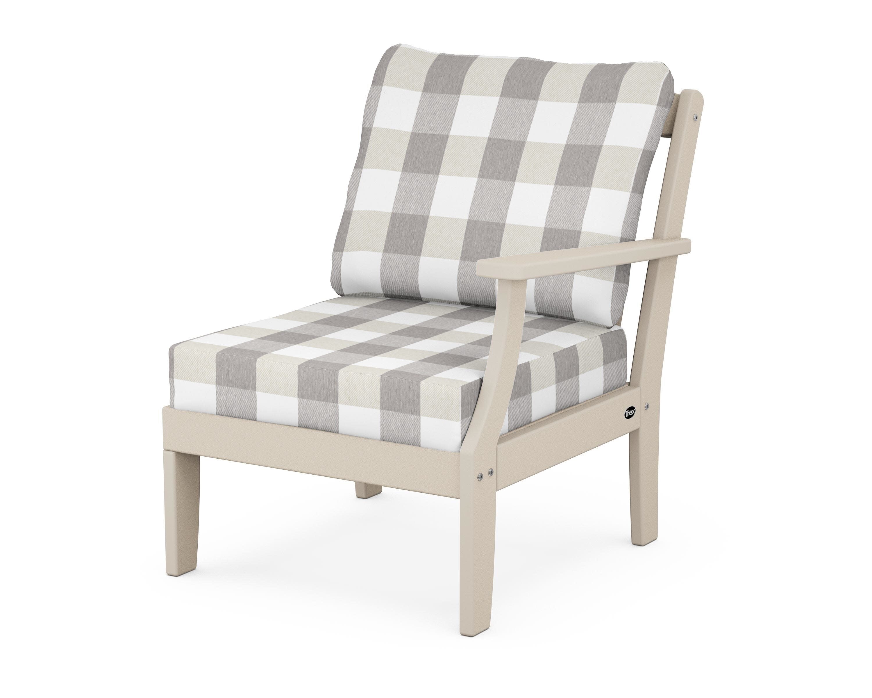 Yacht Club Modular Right Arm Chair in Sand Castle / Buffalo Plaid Grey Mist