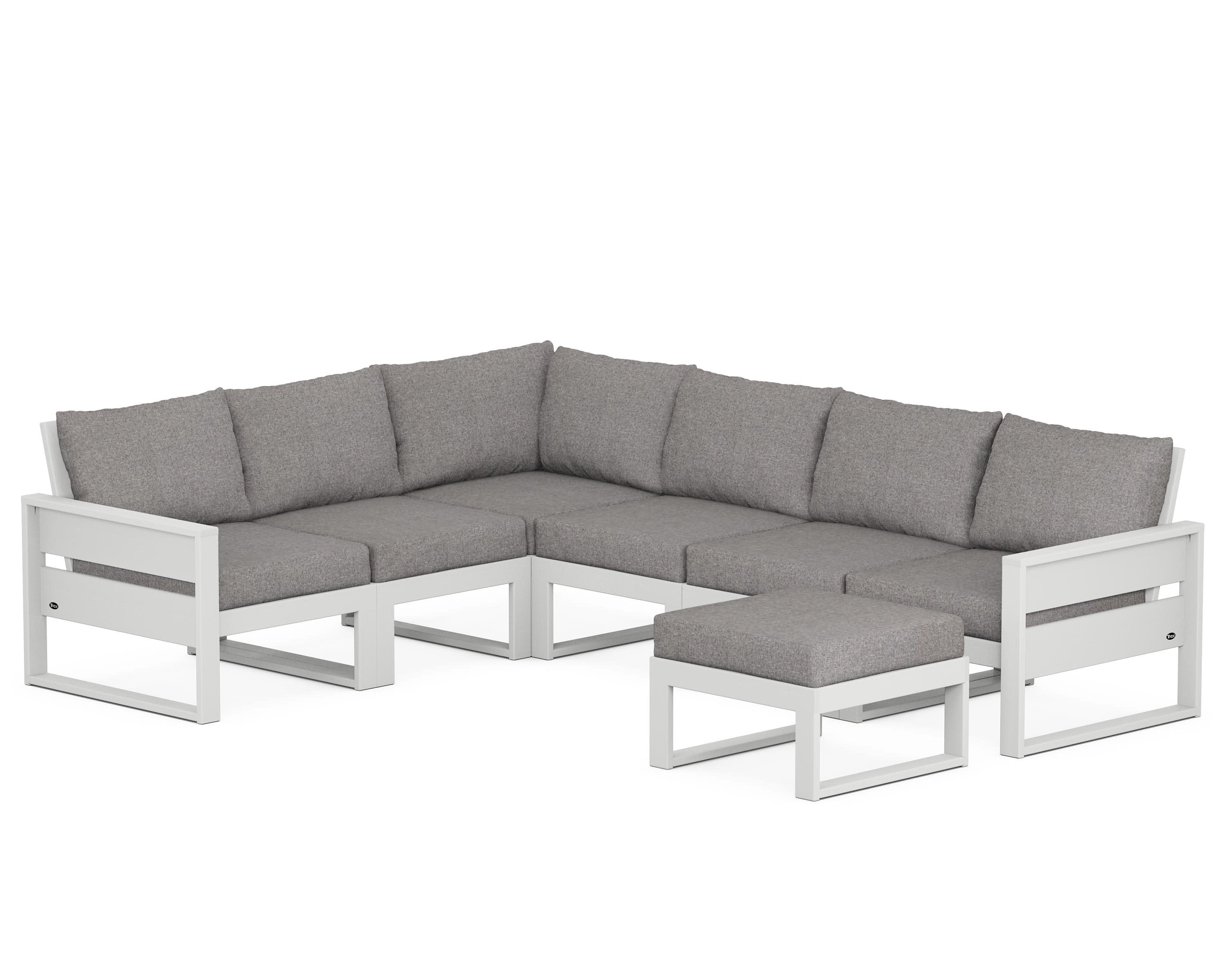 Eastport 6-Piece Sectional with Ottoman in Classic White / Grey Mist
