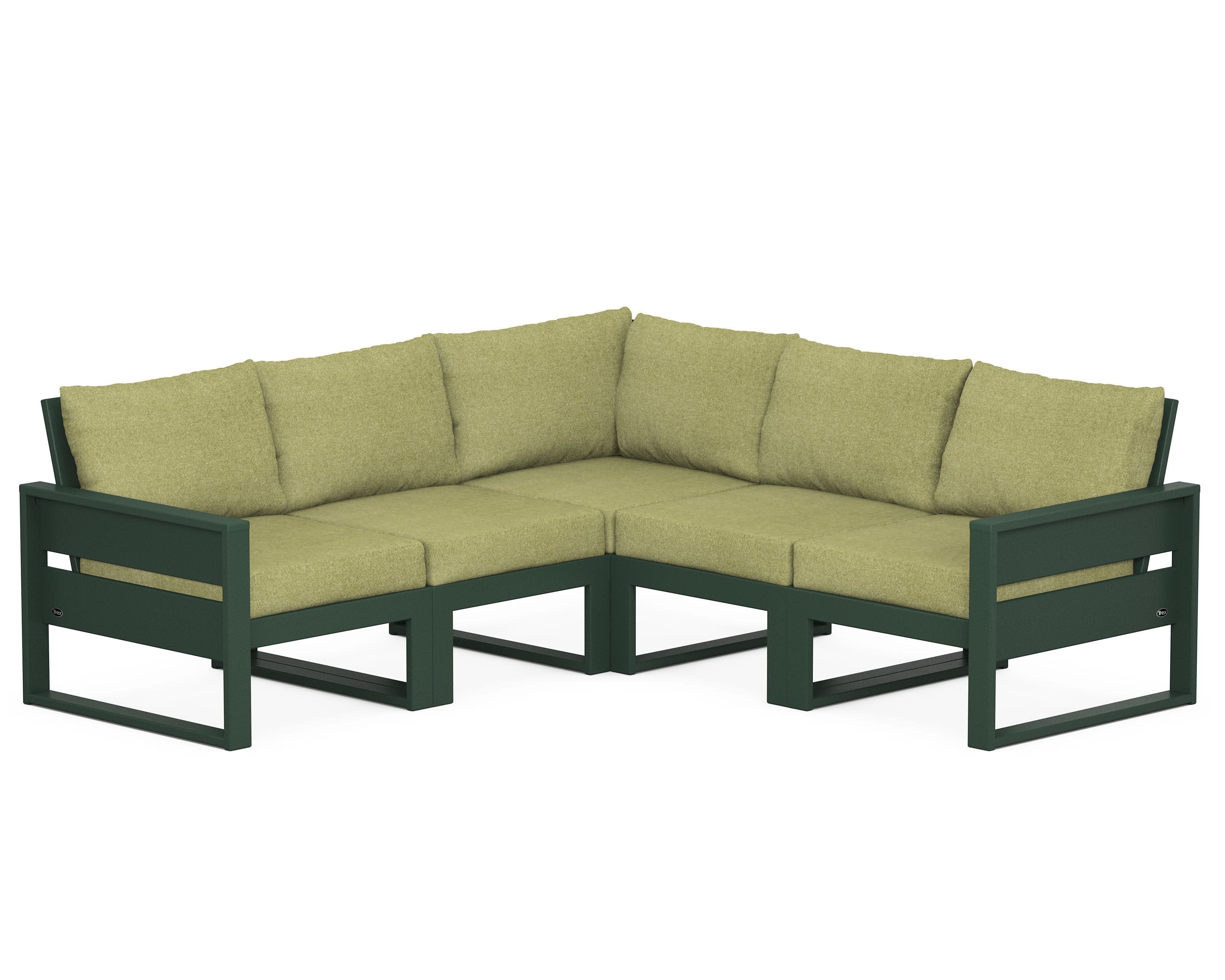 Eastport 5-Piece Sectional in Rainforest Canopy / Chartreuse Boucle