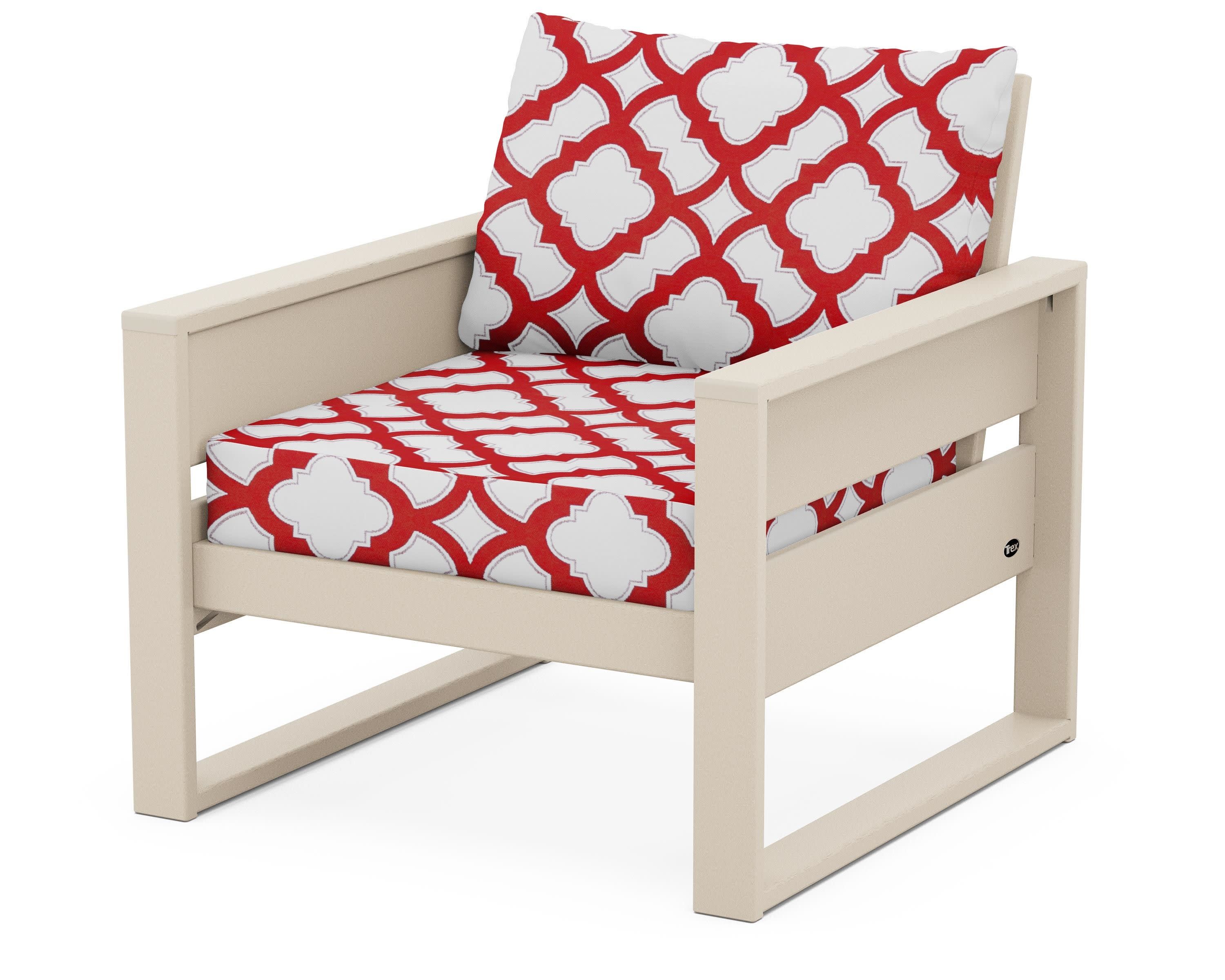 Eastport Club Chair in Sand Castle / Trellis Crimson