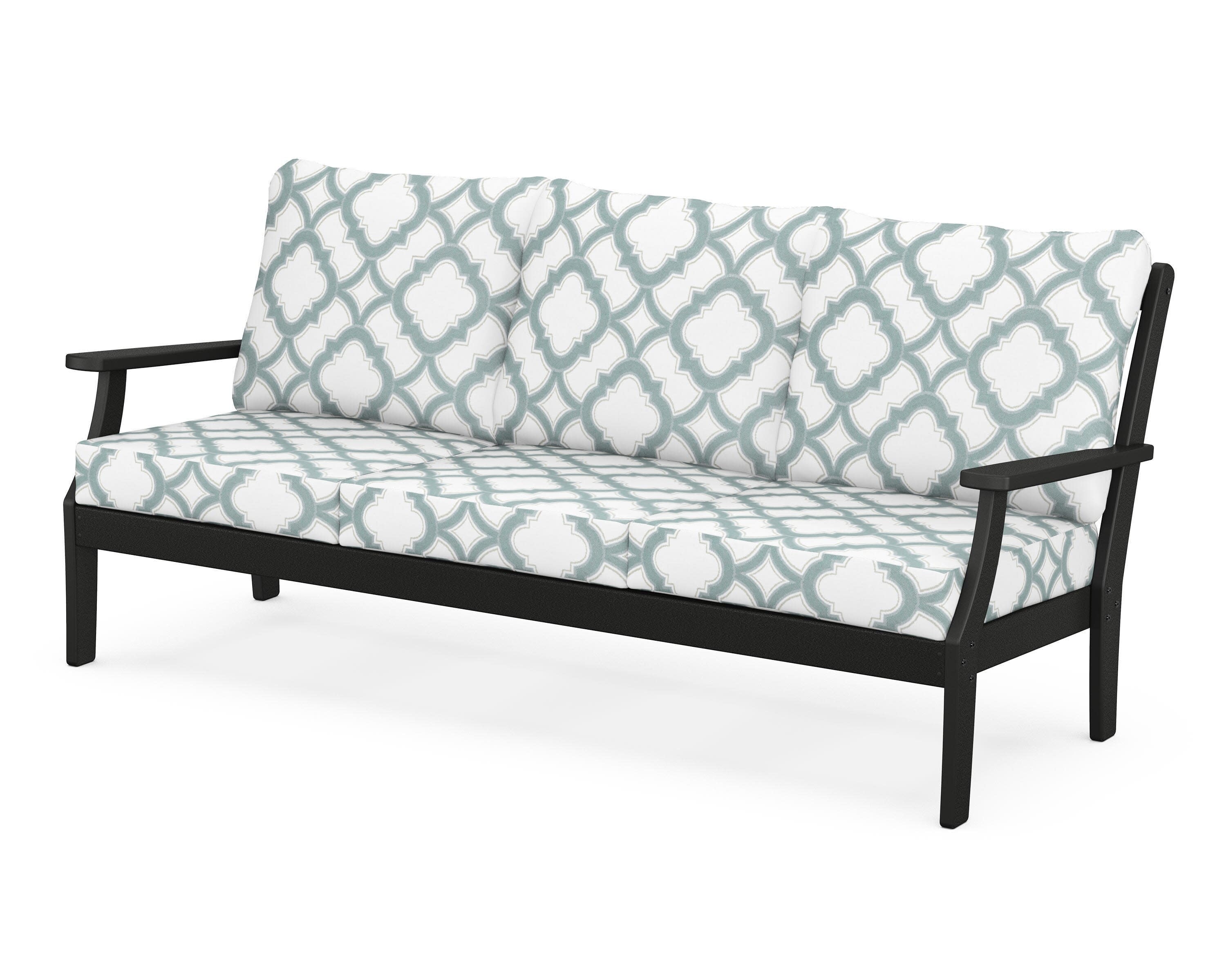 Yacht Club Deep Seating Sofa in Charcoal Black / Trellis Glacier Spa